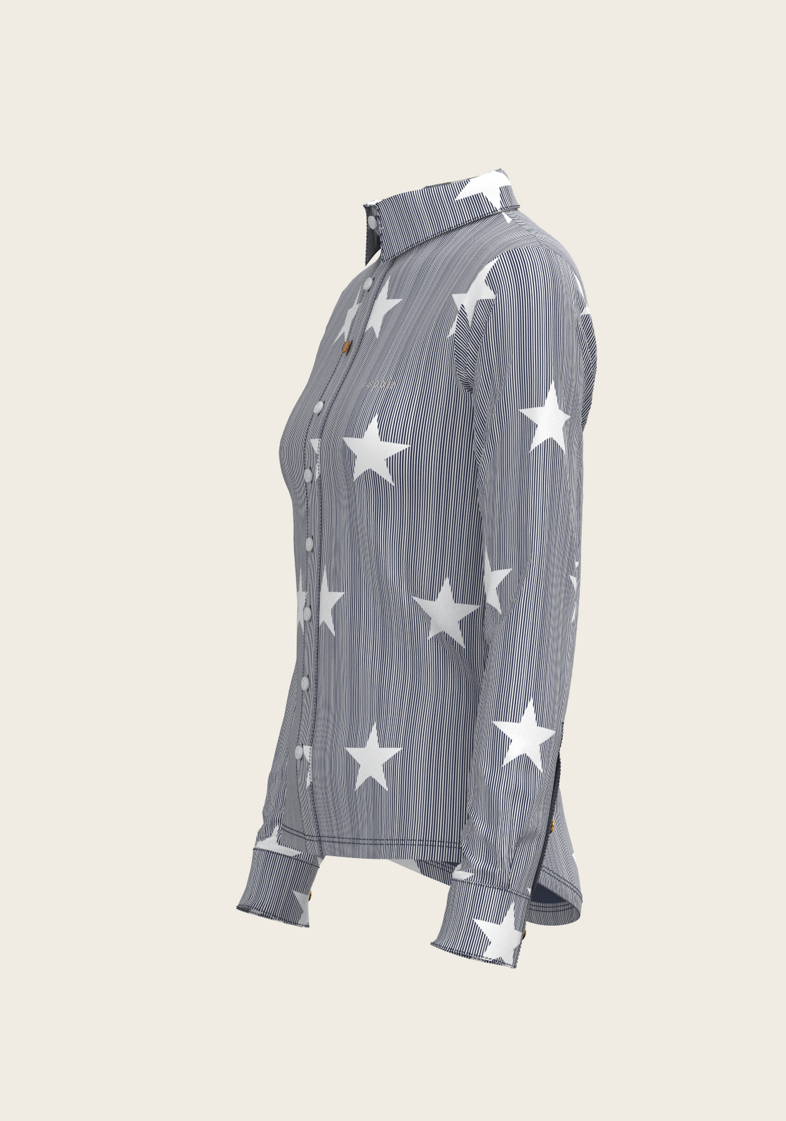  Stars on Blue Stripes Ladies Button Shirt