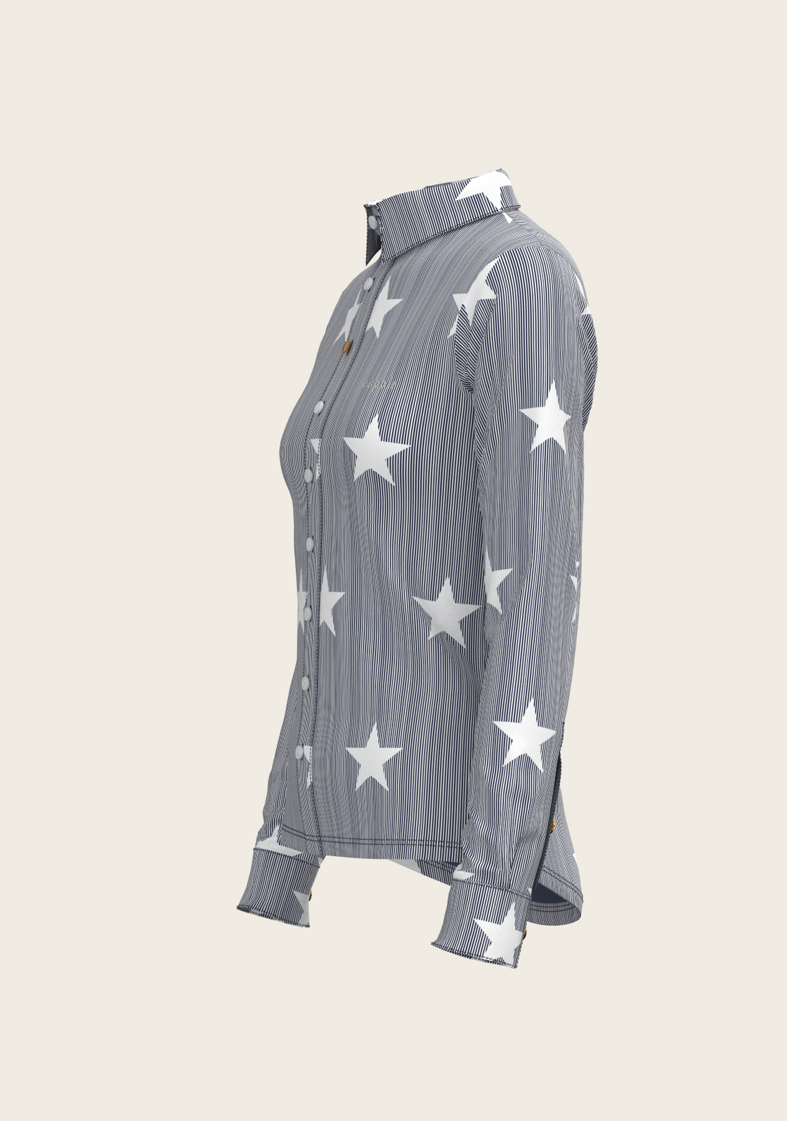 PRE ORDER • Stars on Blue Stripes Ladies Button Shirt