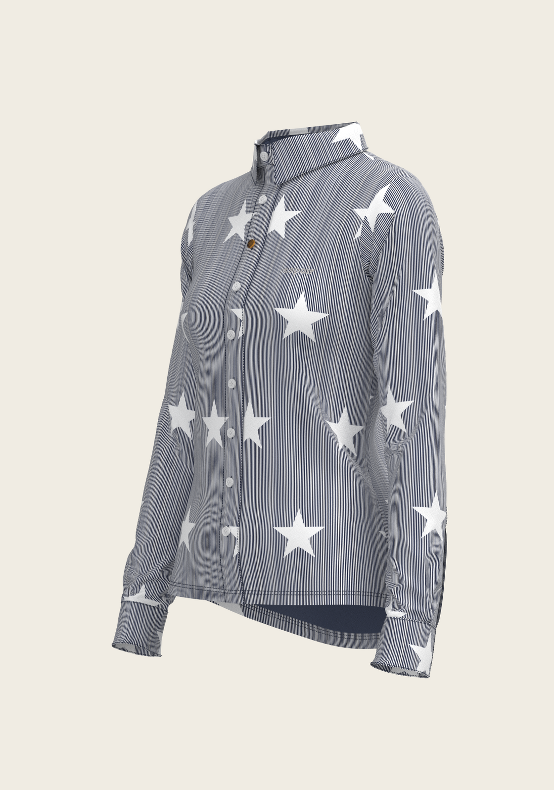  Stars on Blue Stripes Ladies Button Shirt