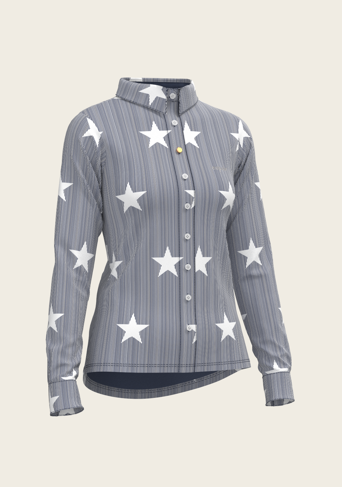  Stars on Blue Stripes Ladies Button Shirt