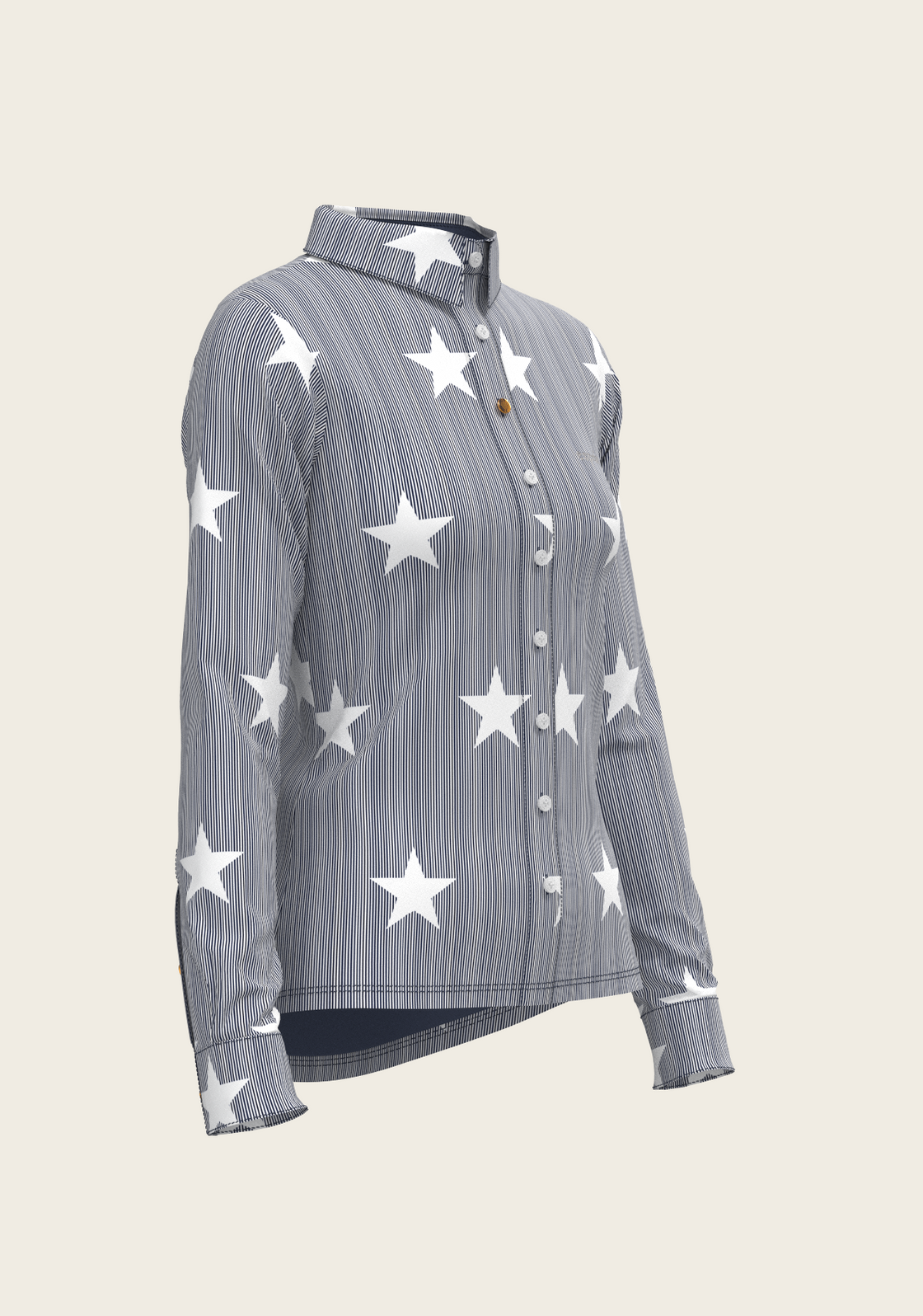 PRE ORDER • Stars on Blue Stripes Ladies Button Shirt