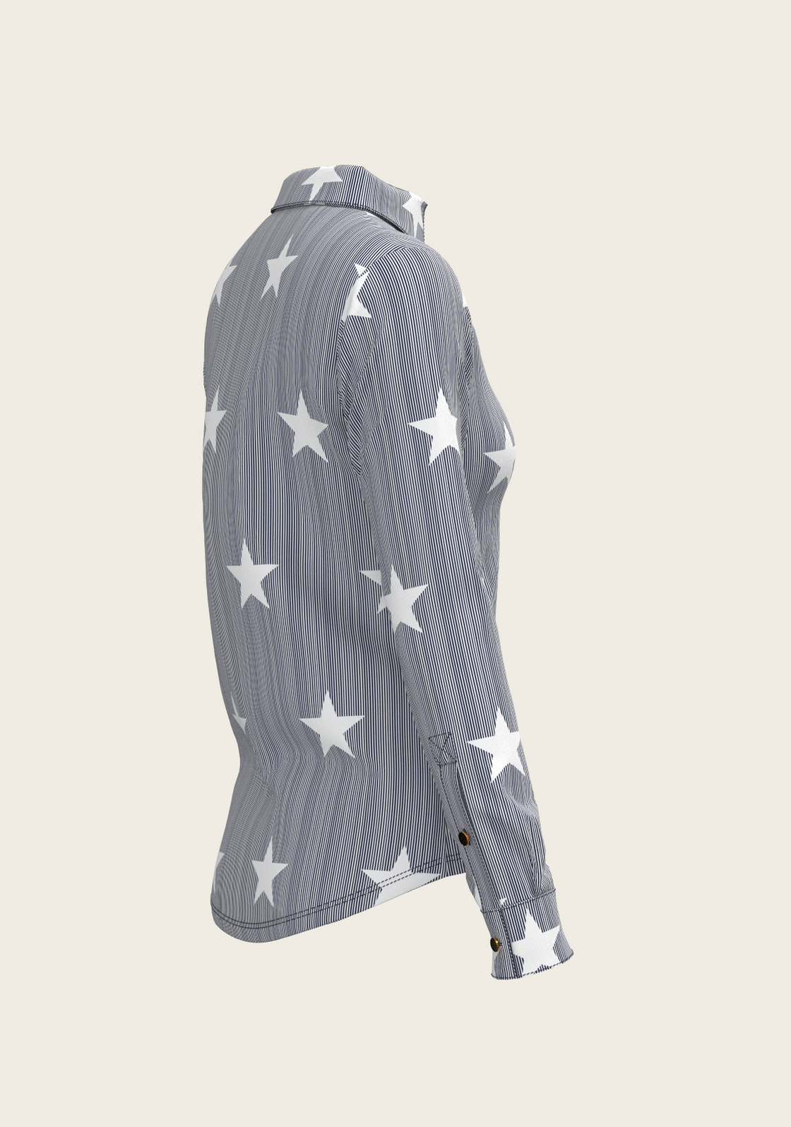  Stars on Blue Stripes Ladies Button Shirt