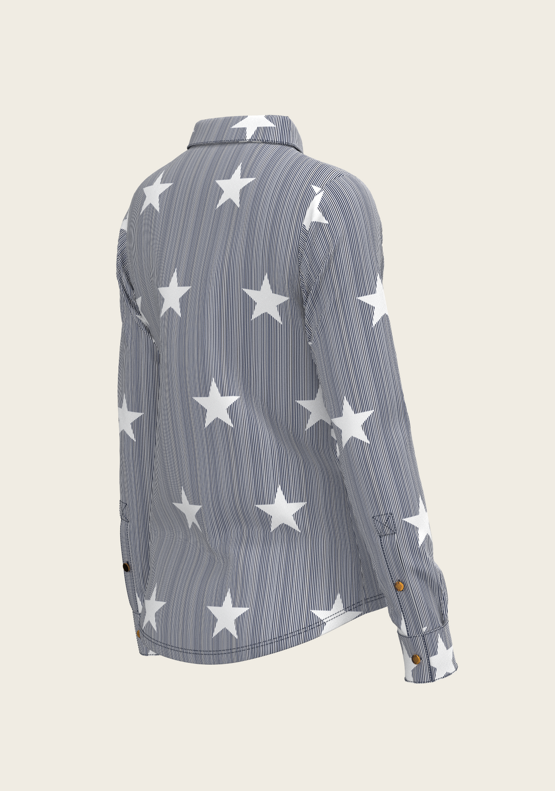  Stars on Blue Stripes Ladies Button Shirt