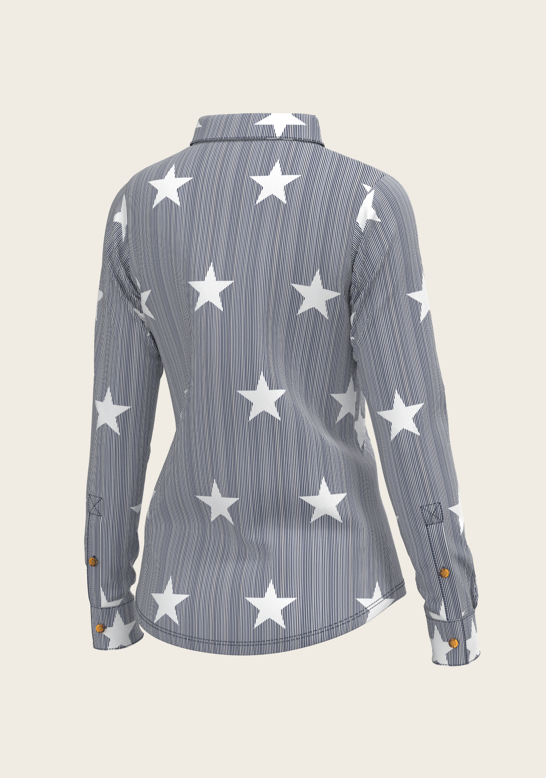  Stars on Blue Stripes Ladies Button Shirt