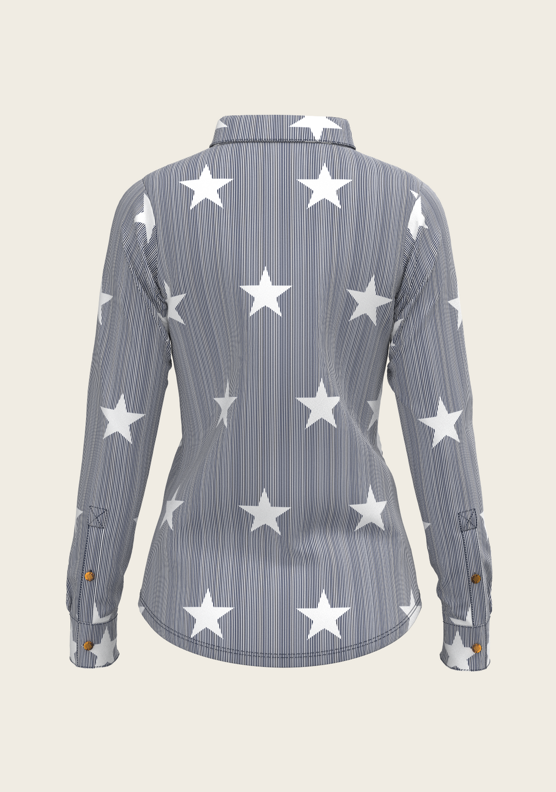  Stars on Blue Stripes Ladies Button Shirt