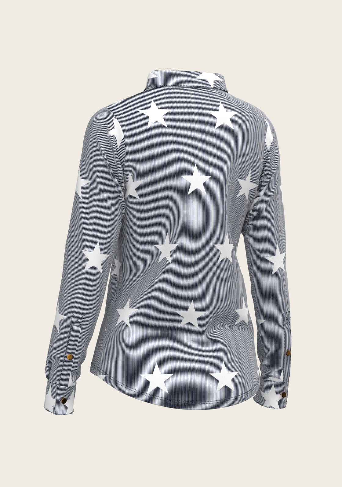  Stars on Blue Stripes Ladies Button Shirt