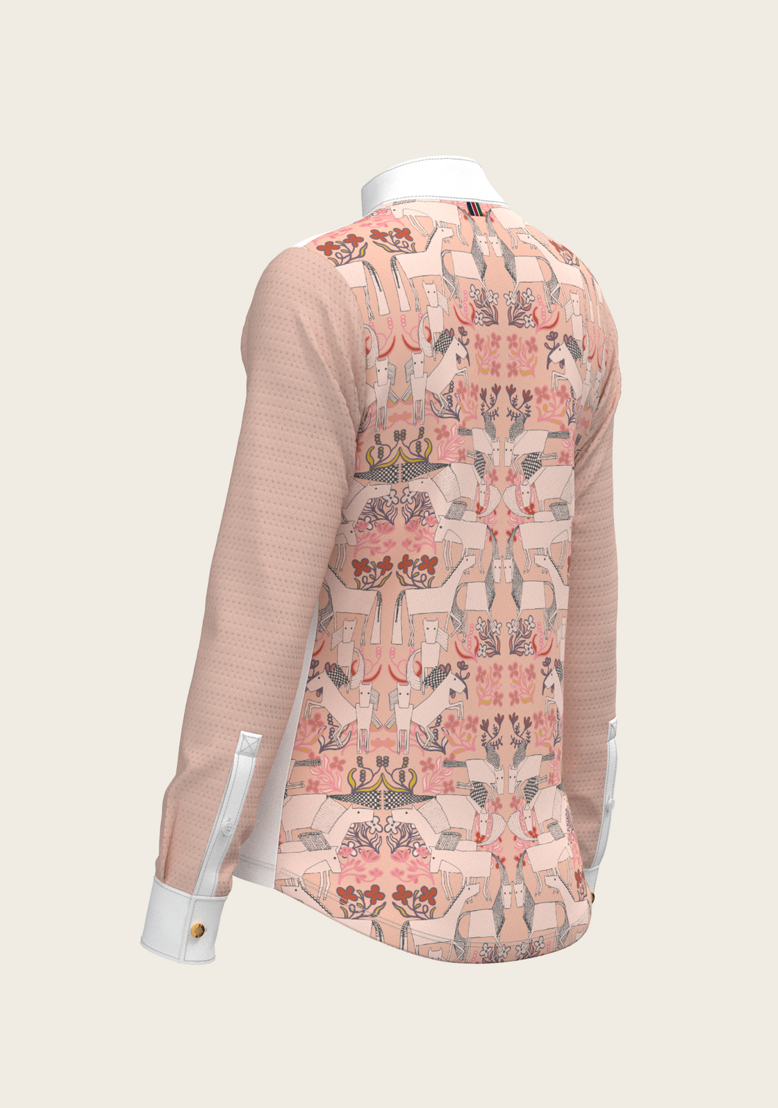 Maze on Peach Long Pleated Long Sleeve Show Shirt