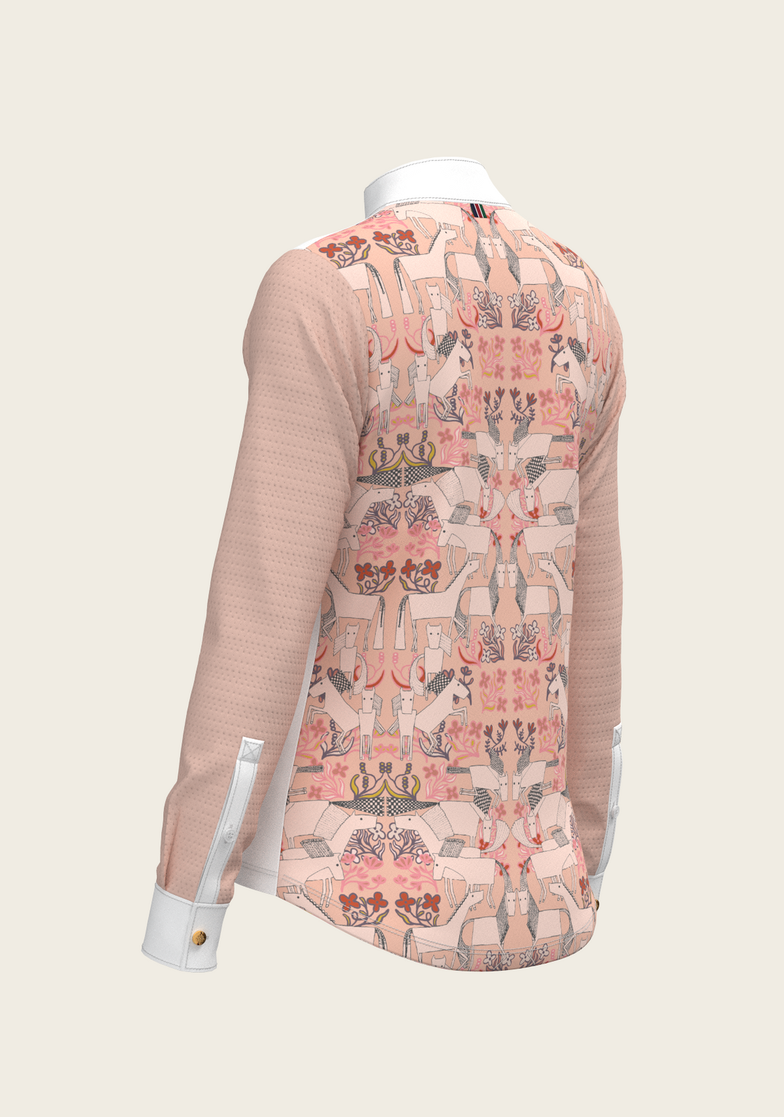 PRE ORDER • Maze on Peach Long Pleated Long Sleeve Show Shirt