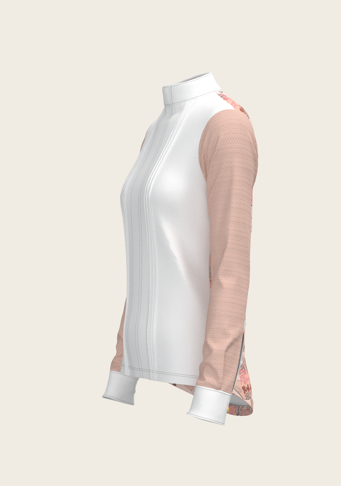 Maze on Peach Long Pleated Long Sleeve Show Shirt