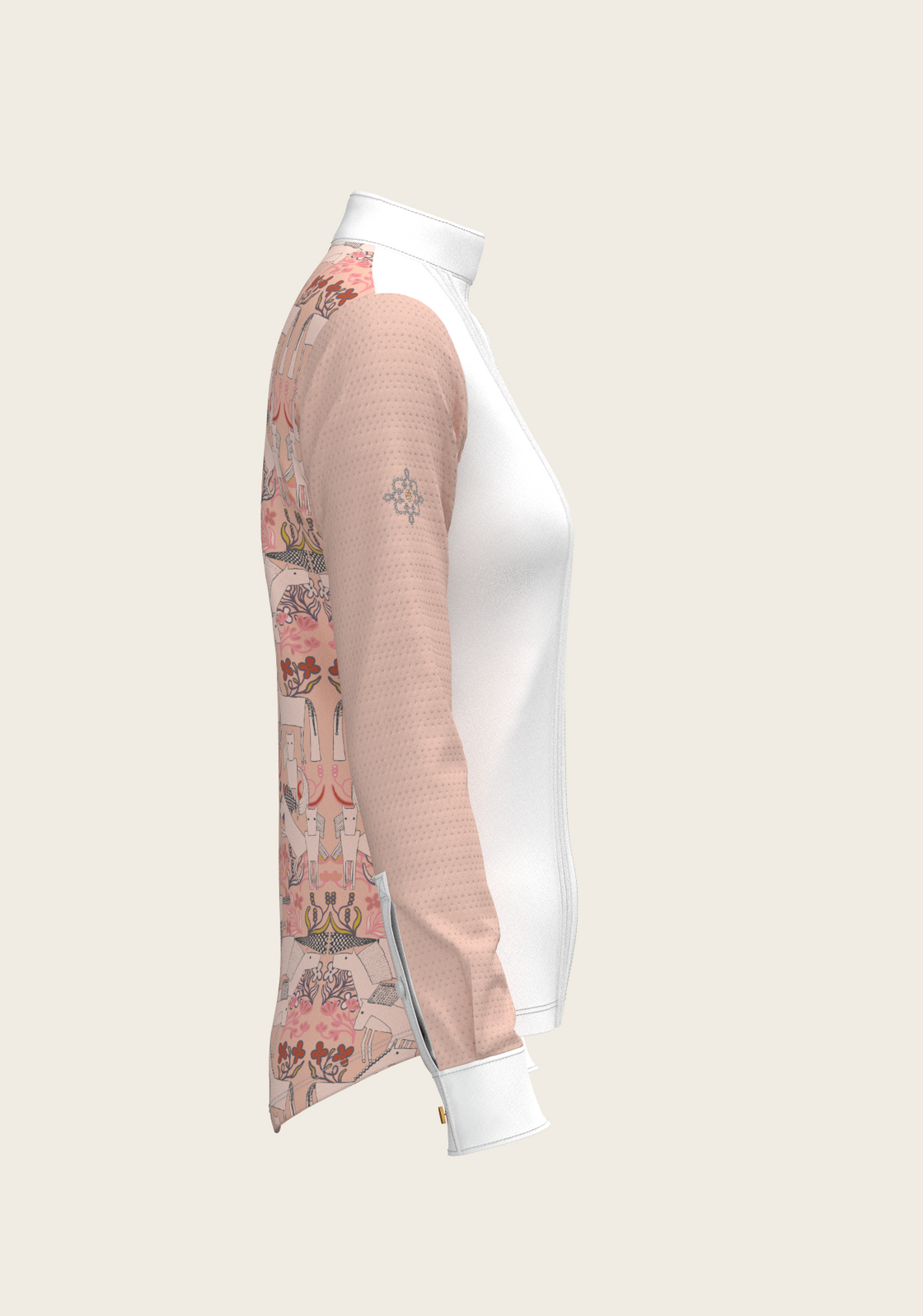 PRE ORDER • Maze on Peach Long Pleated Long Sleeve Show Shirt