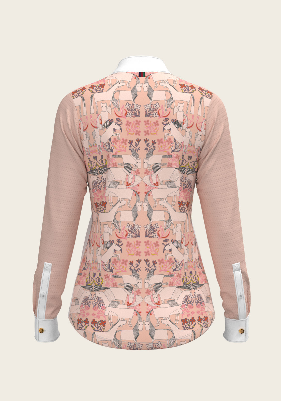 Maze on Peach Long Pleated Long Sleeve Show Shirt