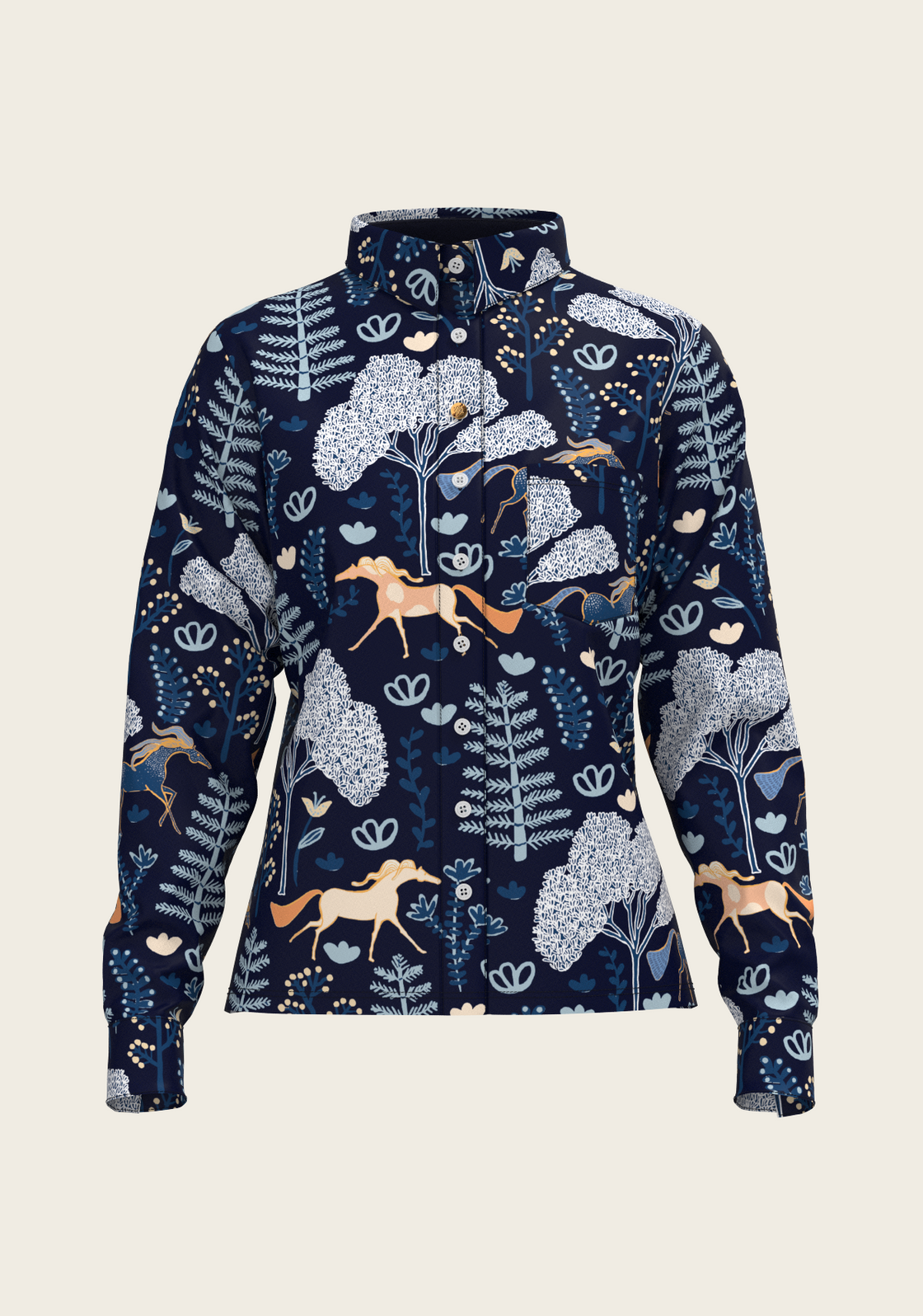  Forest on Navy Loose Fitting Button Shirt