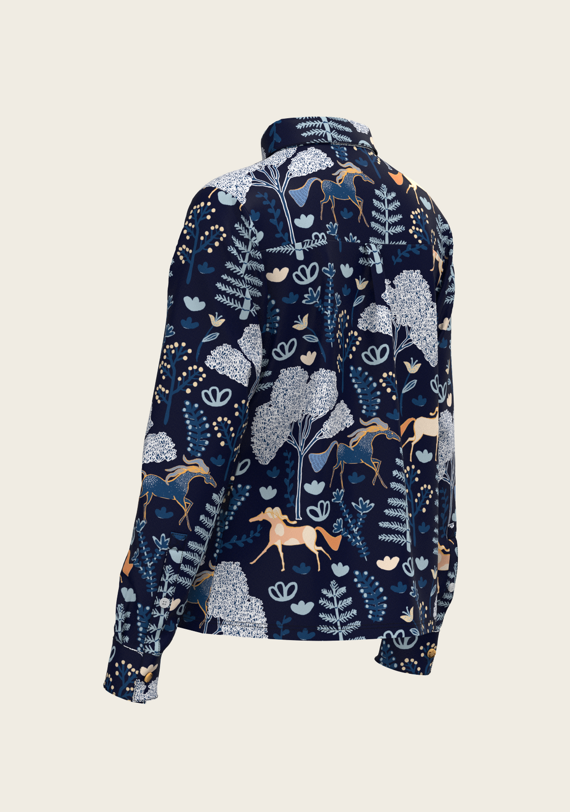  Forest on Navy Loose Fitting Button Shirt