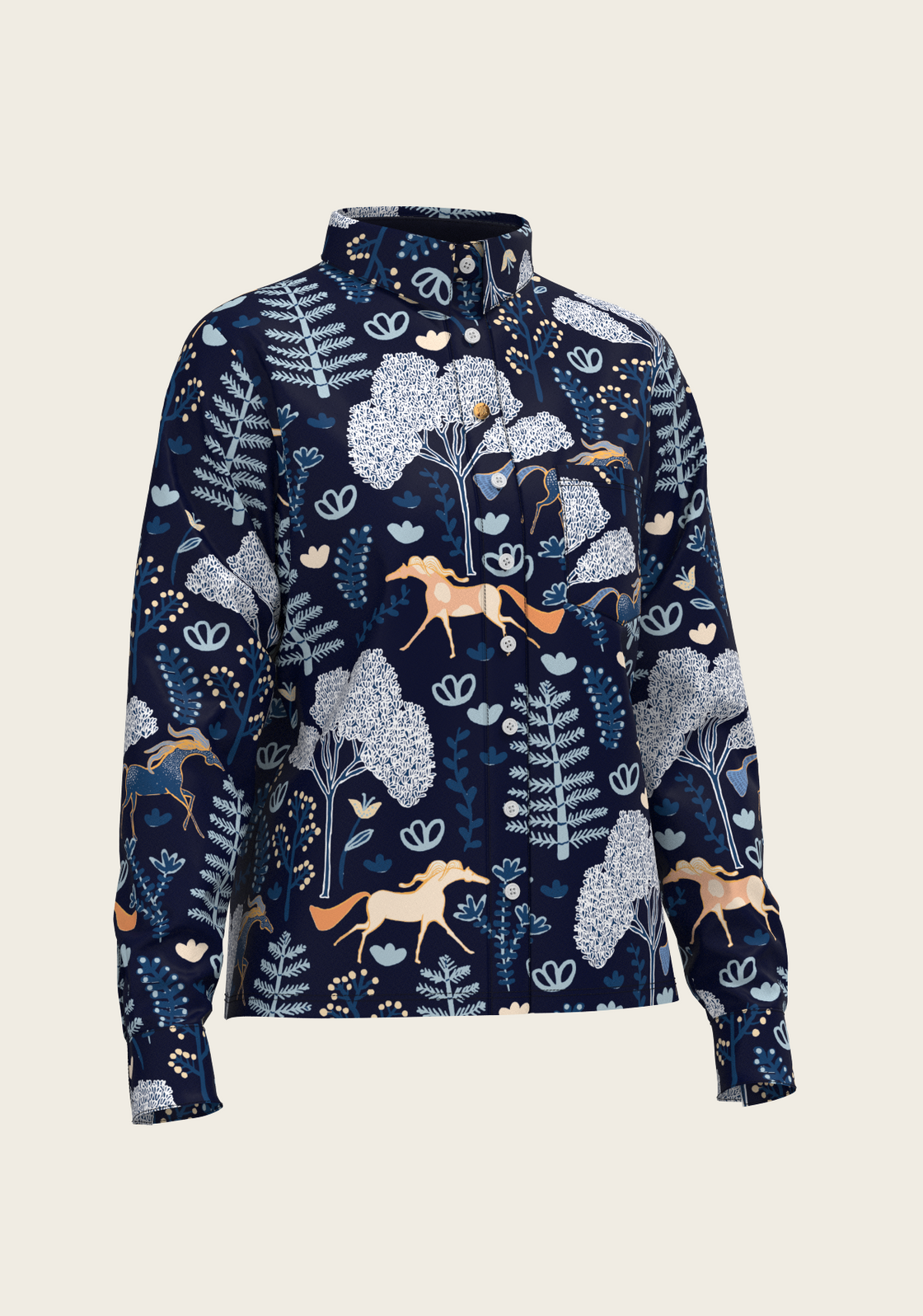 PRE ORDER • Forest on Navy Loose Fitting Button Shirt