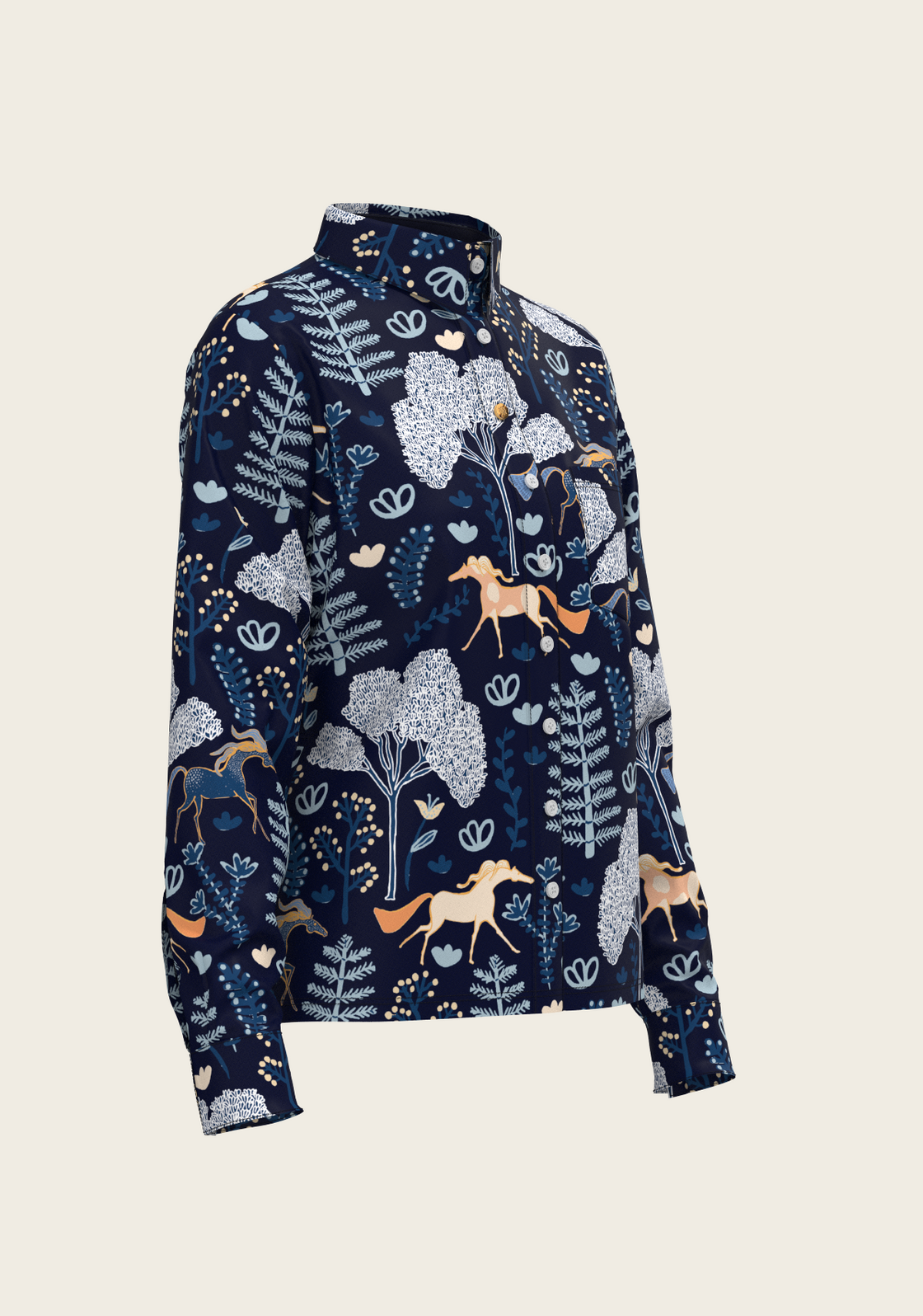  Forest on Navy Loose Fitting Button Shirt