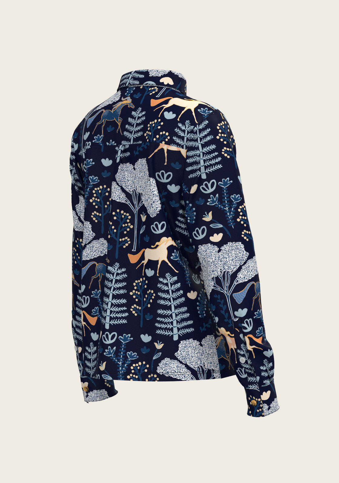  Forest on Navy Loose Fitting Button Shirt