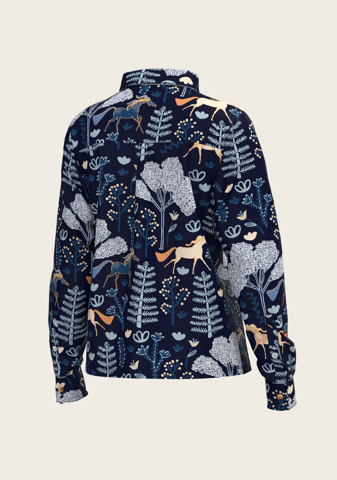  Forest on Navy Loose Fitting Button Shirt