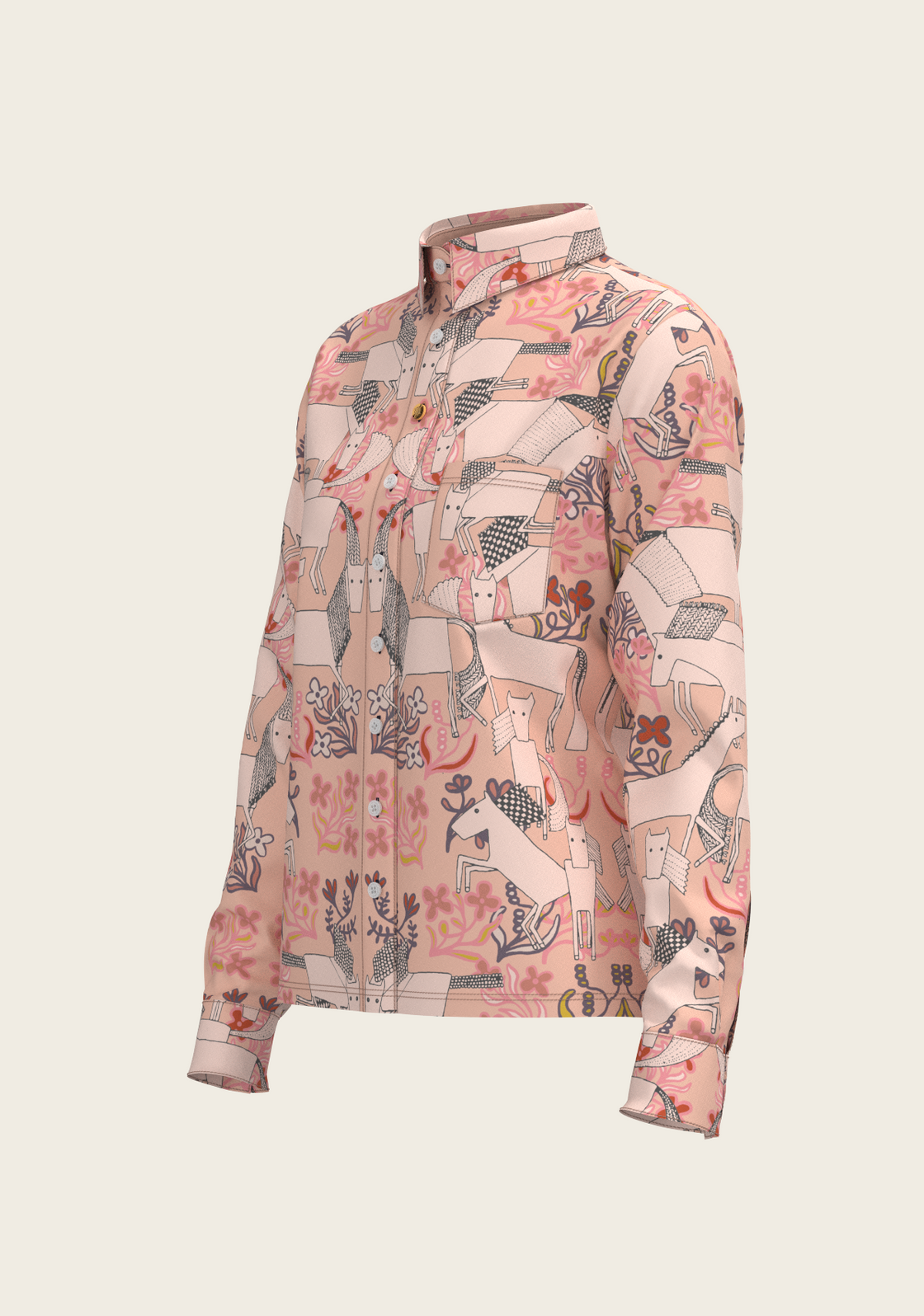  Maize on Peach Loose Fitting Button Shirt