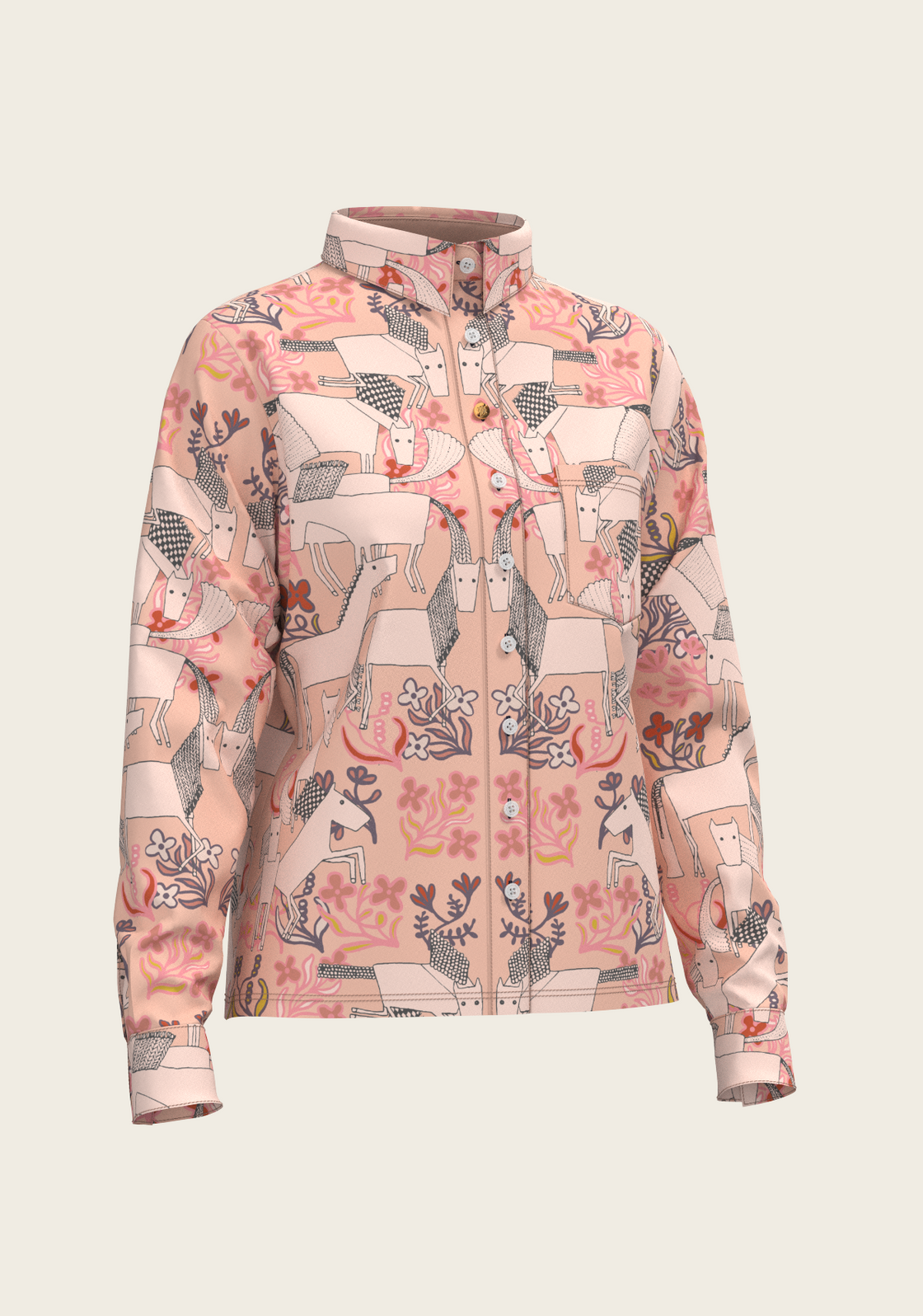  Maize on Peach Loose Fitting Button Shirt