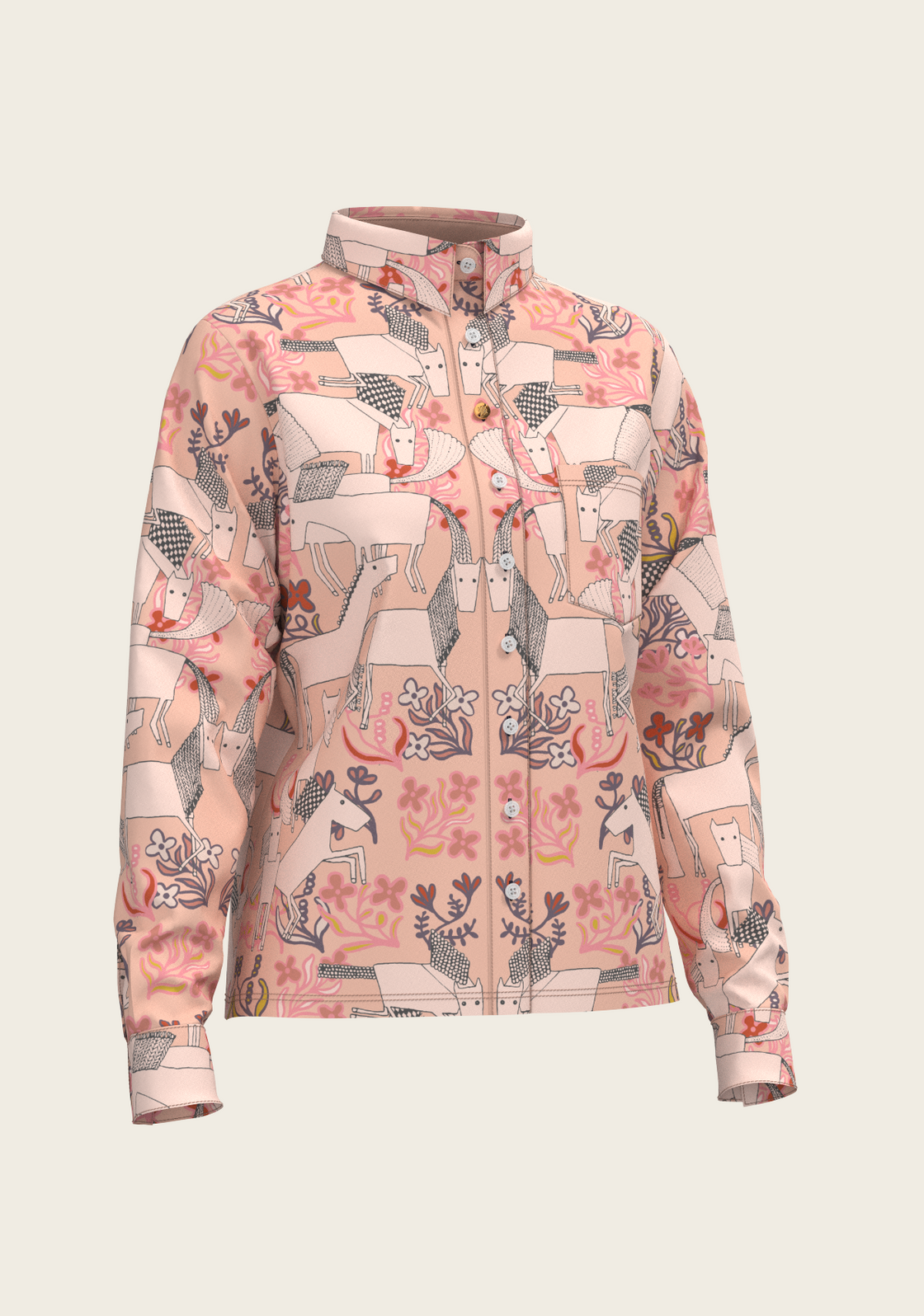 PRE ORDER • Maize on Peach Loose Fitting Button Shirt