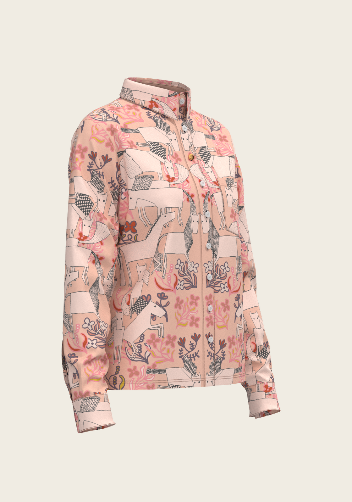 Maize on Peach Loose Fitting Button Shirt