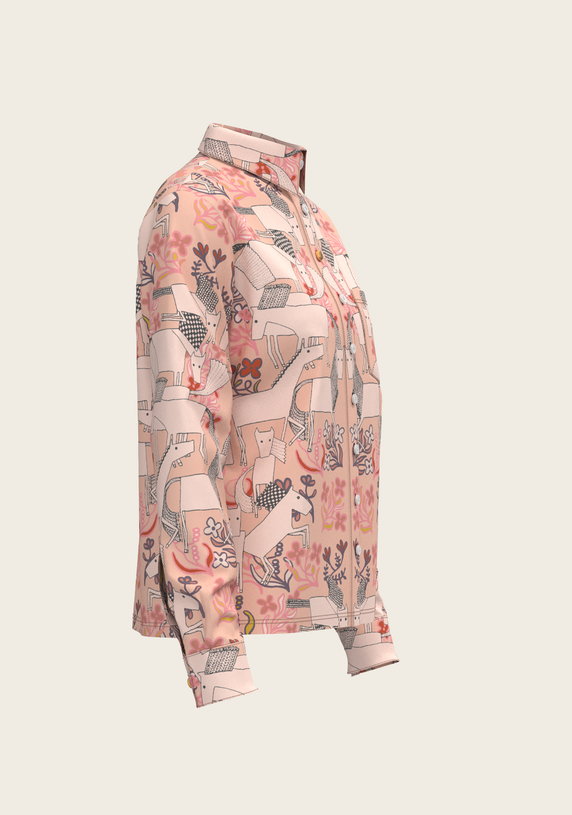  Maize on Peach Loose Fitting Button Shirt