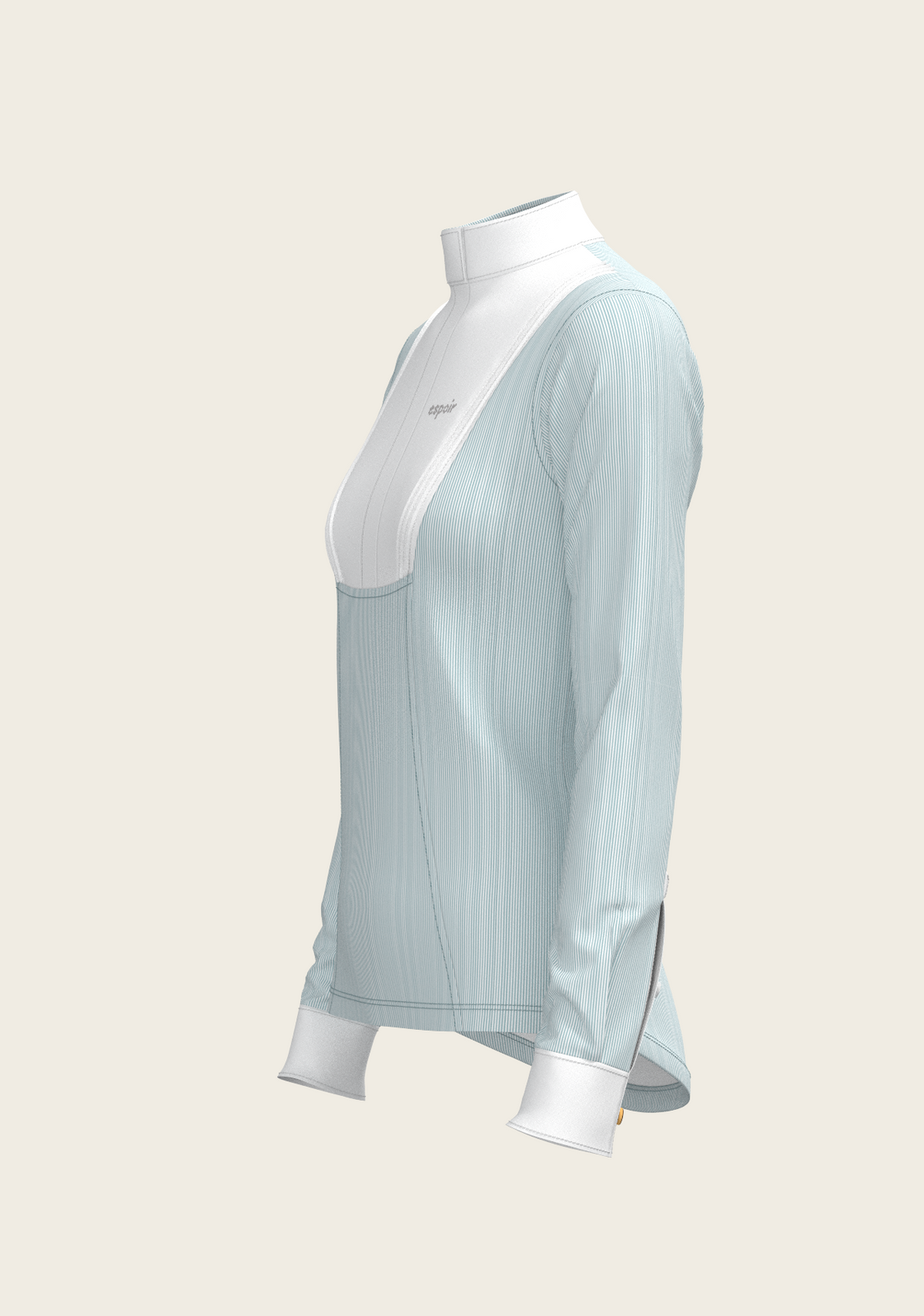  Stripes in Sky Blue Short Pleated Long Sleeve Show Shirt