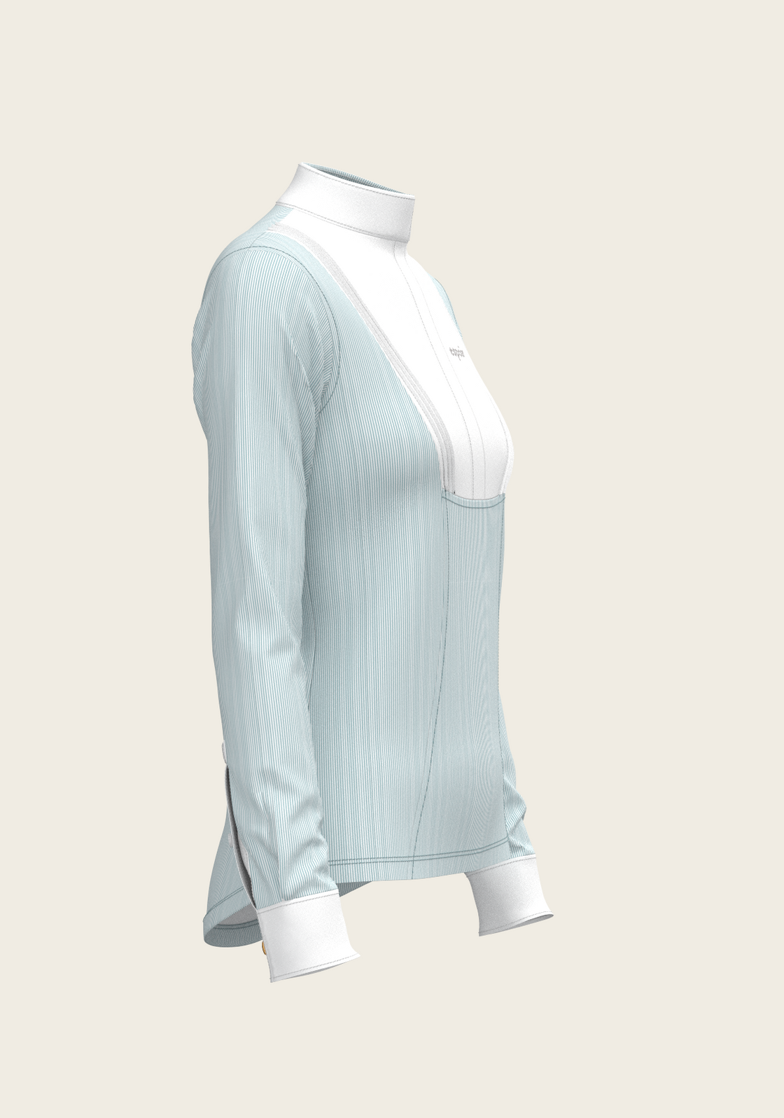  Stripes in Sky Blue Short Pleated Long Sleeve Show Shirt