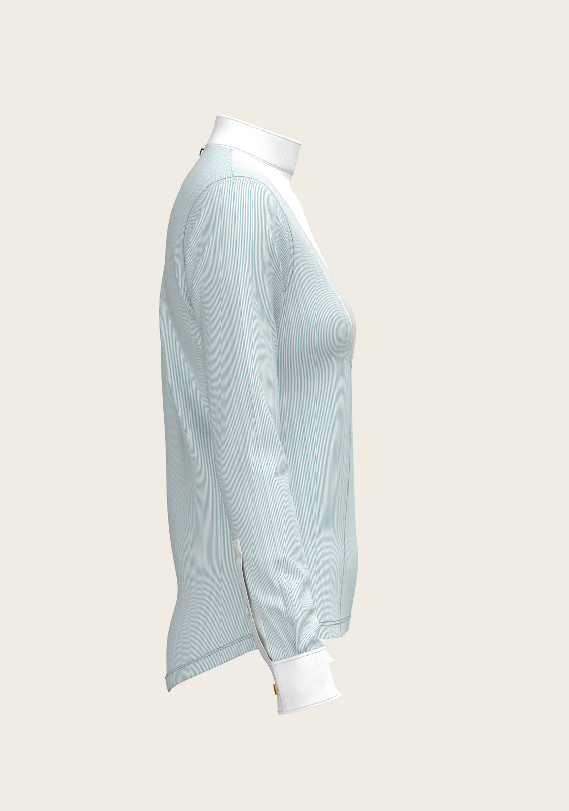  Stripes in Sky Blue Short Pleated Long Sleeve Show Shirt