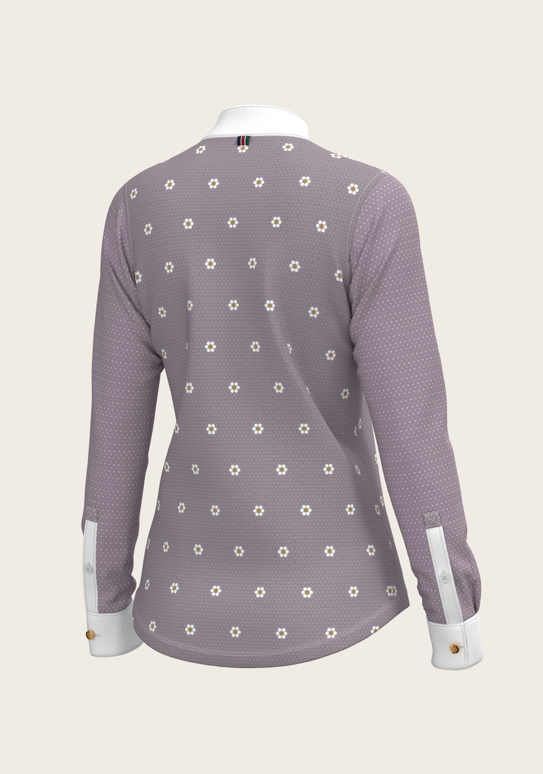 Mosaic Daises in Lavender Short Pleated Long Sleeve Show Shirt