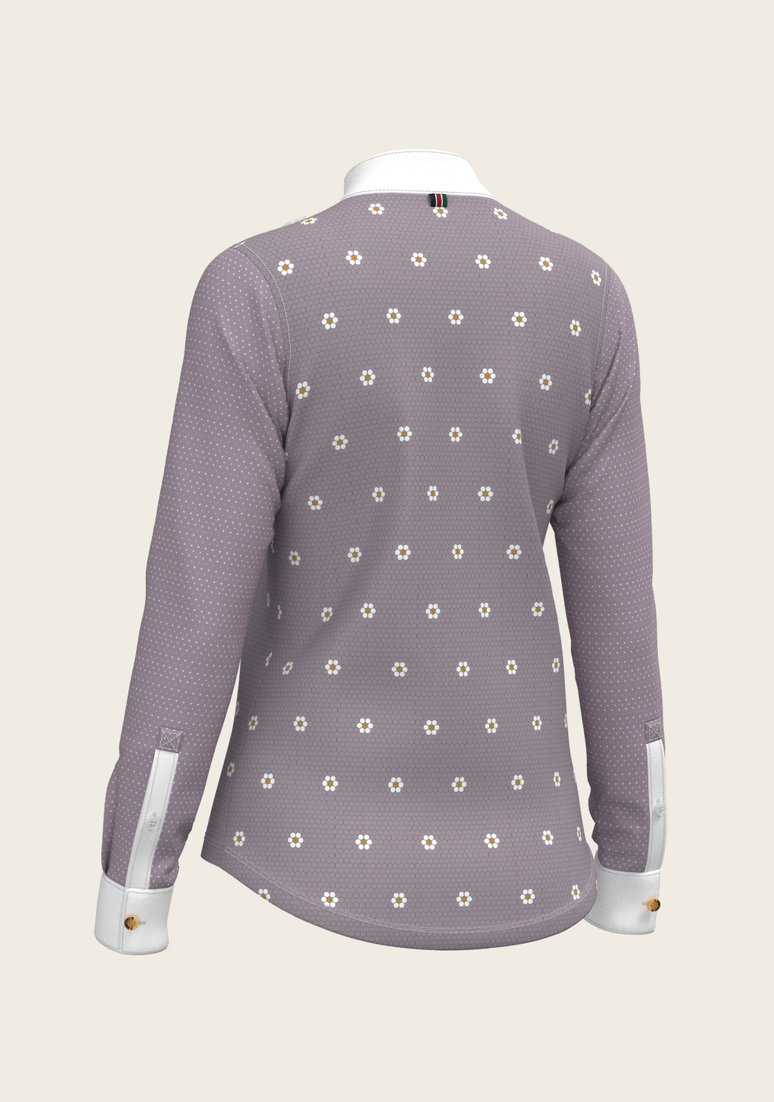 Mosaic Daises in Lavender Short Pleated Long Sleeve Show Shirt