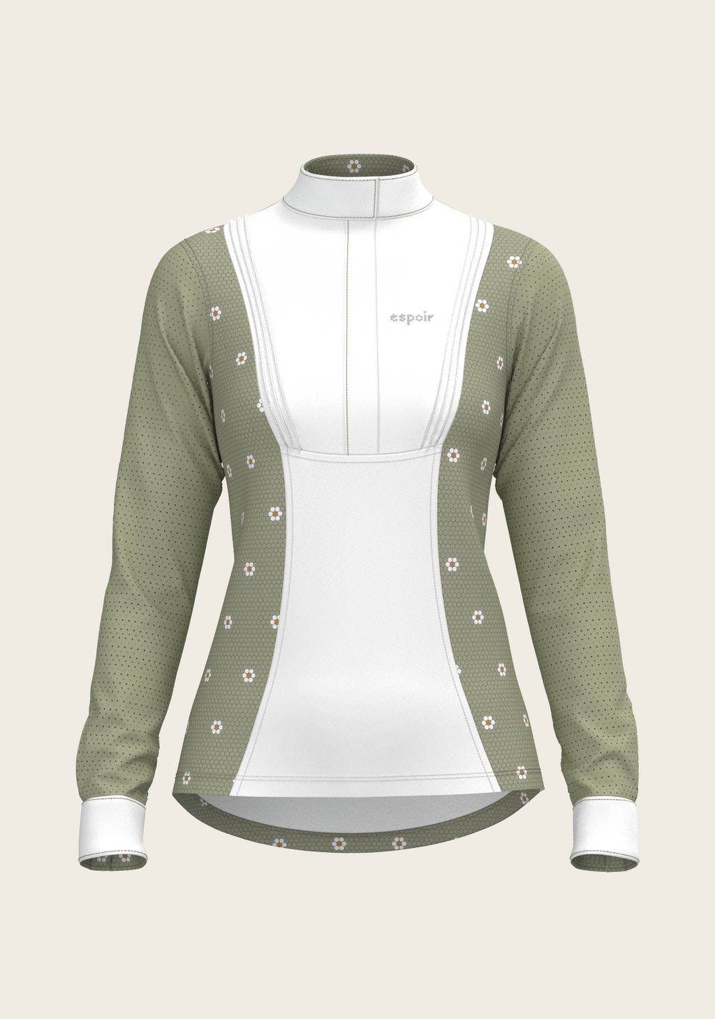 Espoir Striped Running Horses White Quarter Zip Show Sun Shirt