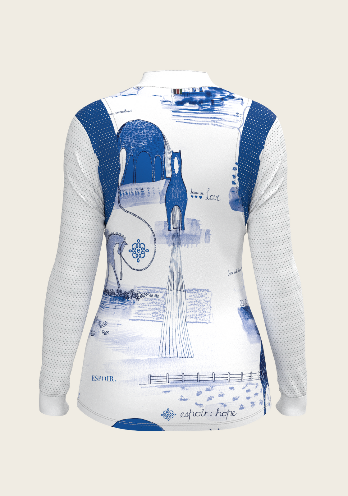 Daydreaming Horses in Blue Slim Fit Long Sleeve Show Shirt