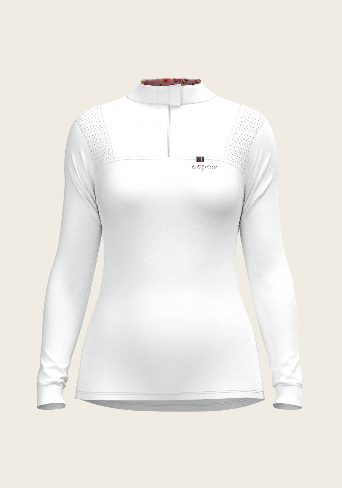  White with Bouquet on Rose Inner Long Sleeve Sport Show Shirt