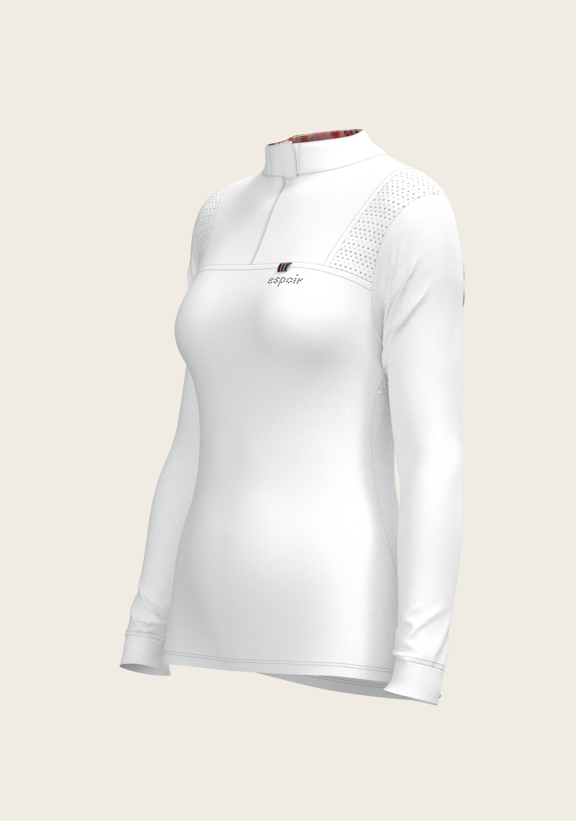  White with Bouquet on Rose Inner Long Sleeve Sport Show Shirt