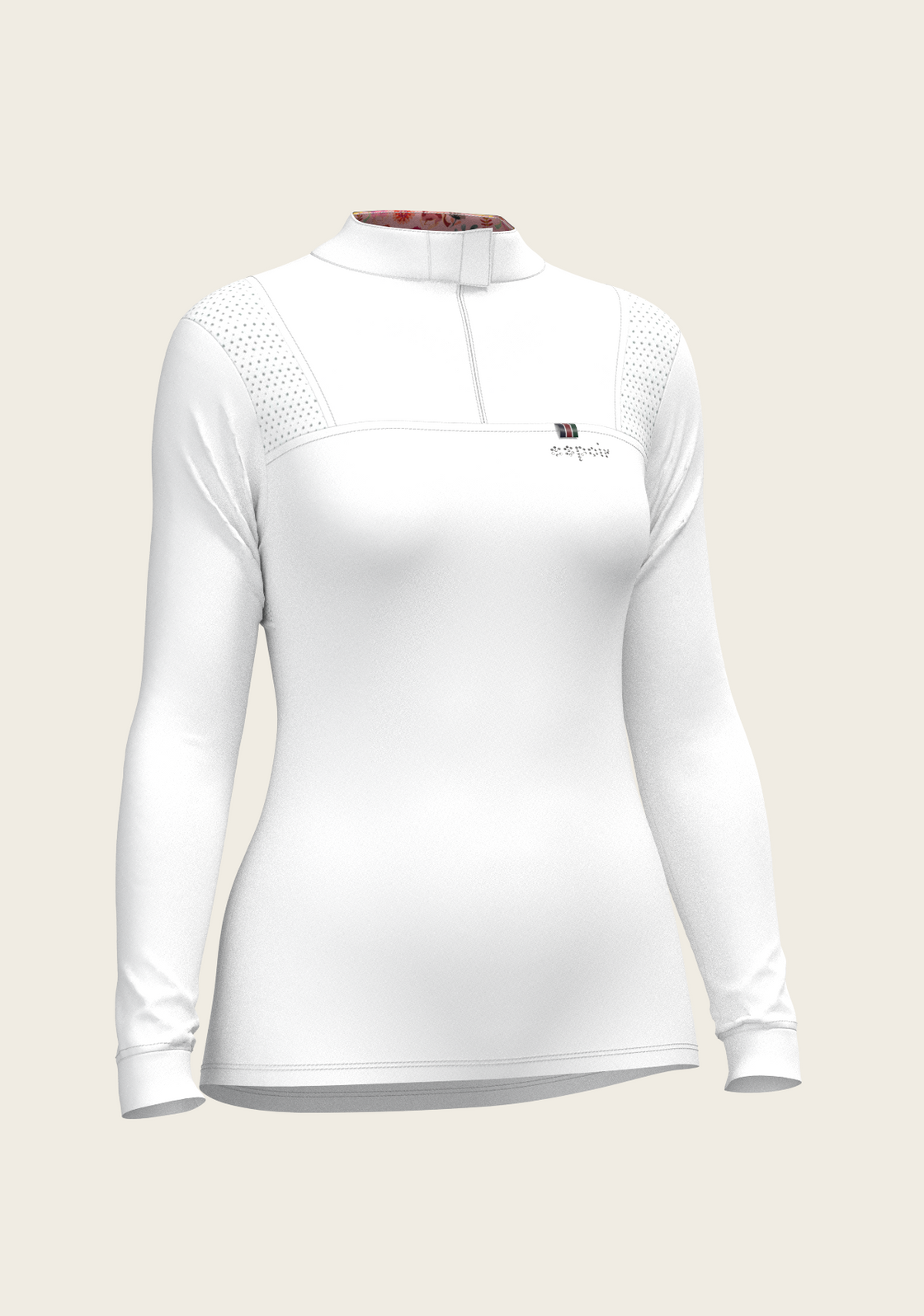  White with Bouquet on Rose Inner Long Sleeve Sport Show Shirt