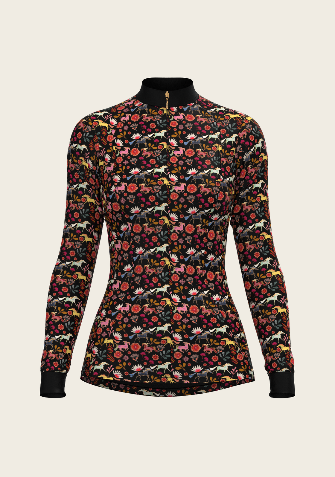  Bouquet on Black Quarter Zip Sun Shirt