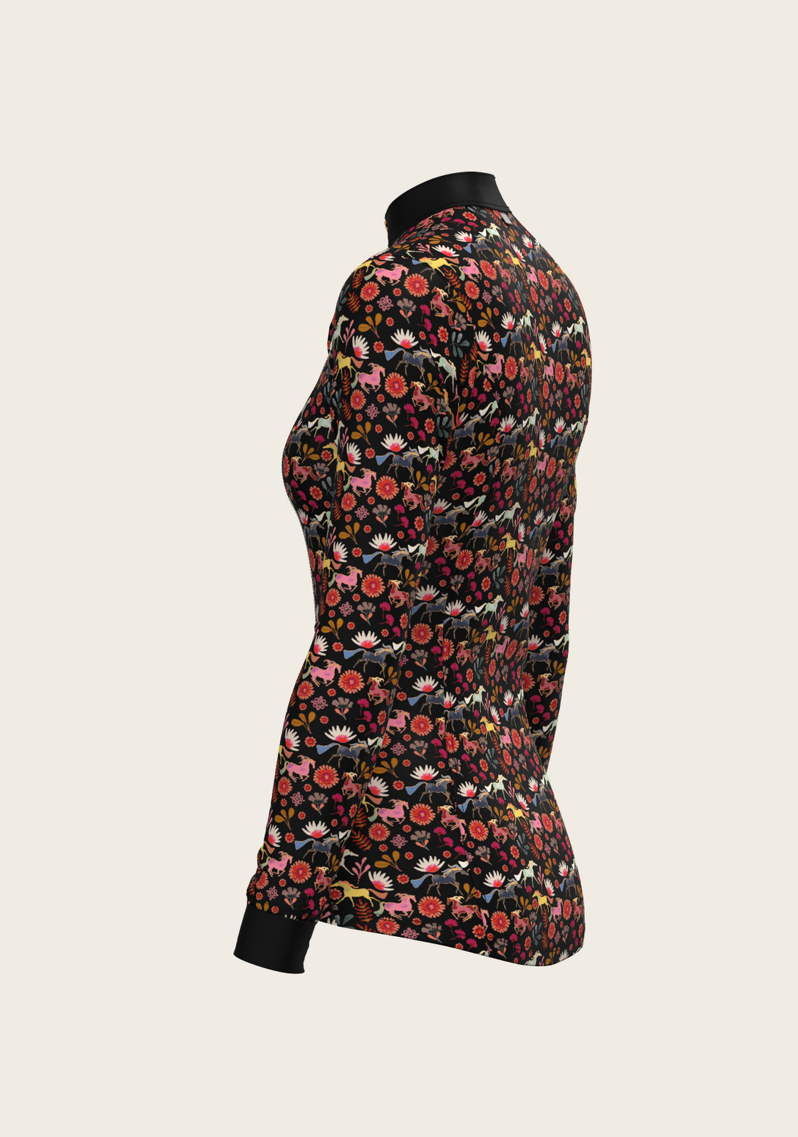  Bouquet on Black Quarter Zip Sun Shirt