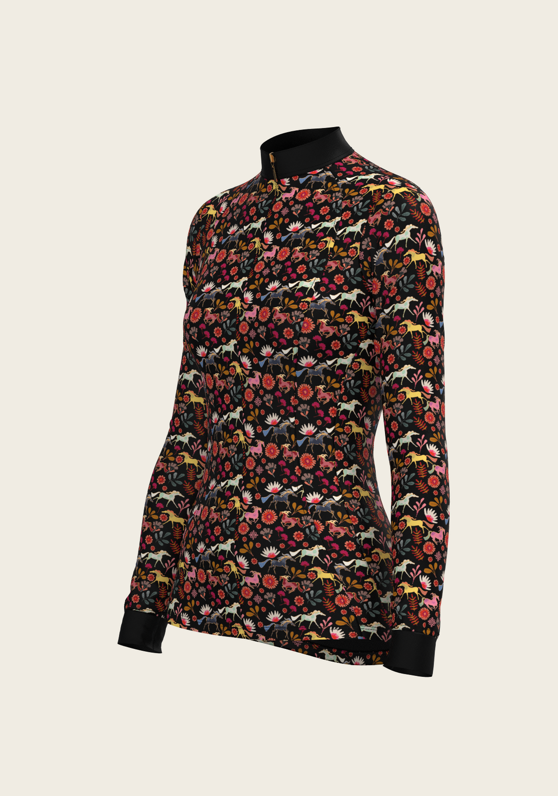  Bouquet on Black Quarter Zip Sun Shirt