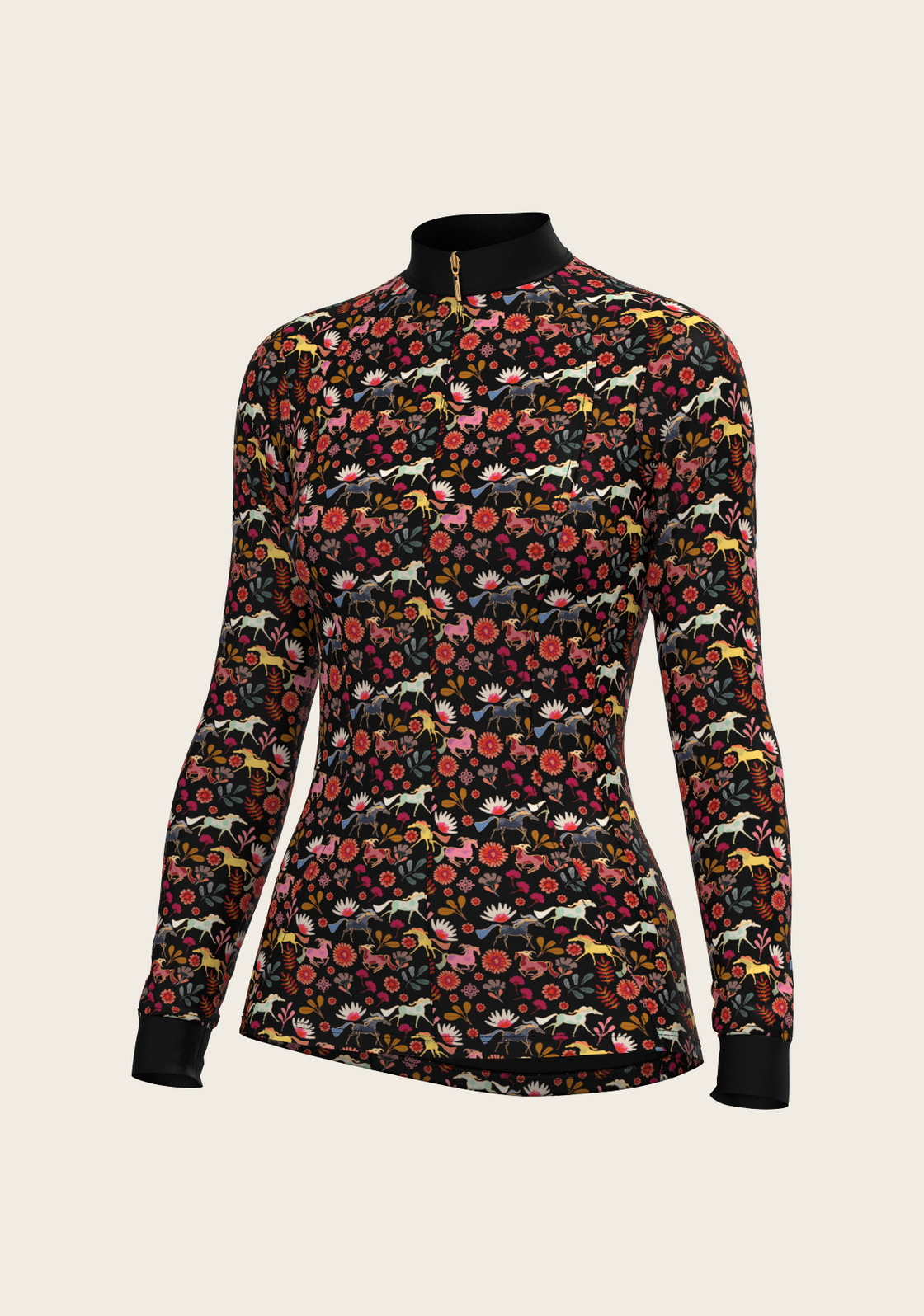  Bouquet on Black Quarter Zip Sun Shirt