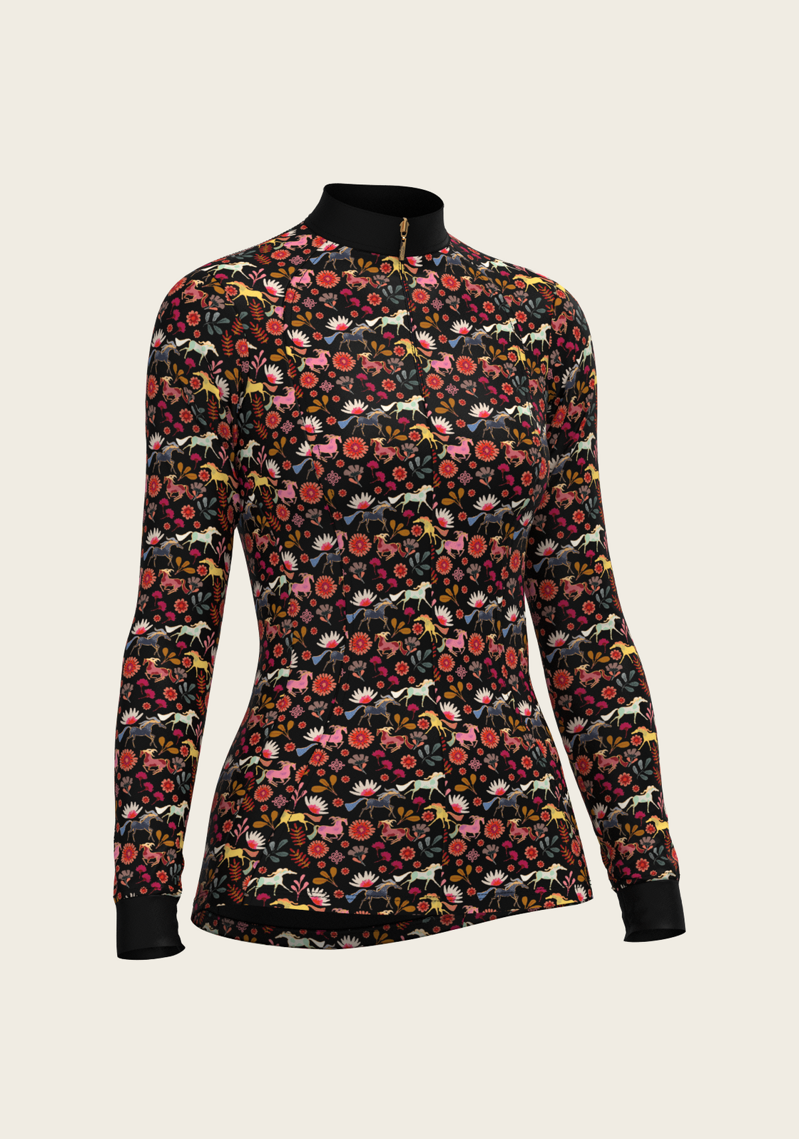  Bouquet on Black Quarter Zip Sun Shirt