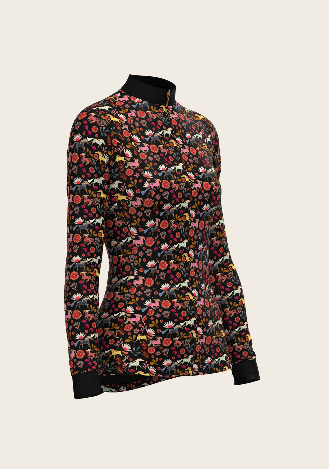  Bouquet on Black Quarter Zip Sun Shirt