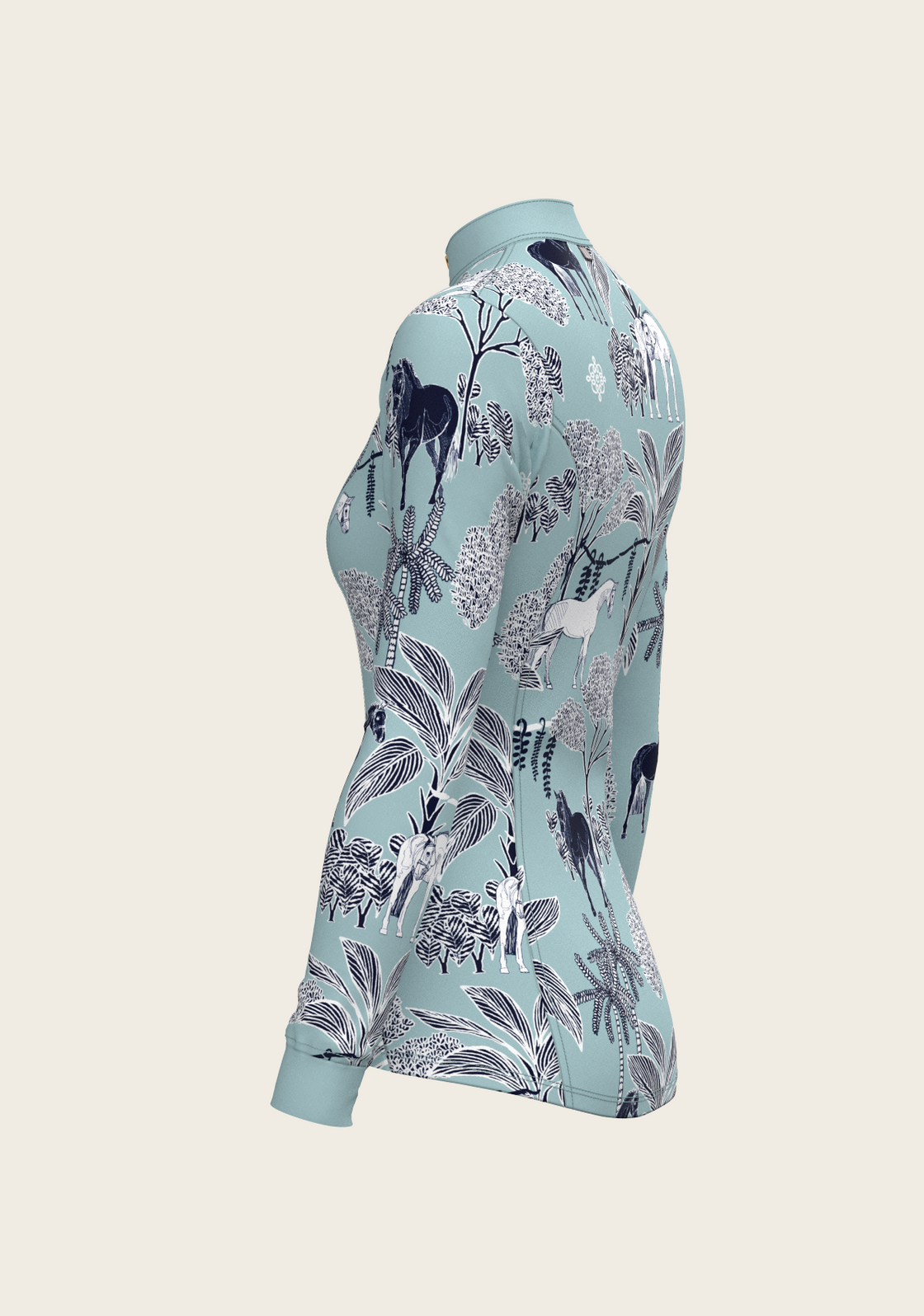 PRE ORDER • Island Horses on Sky Blue Quarter Zip Sun Shirt