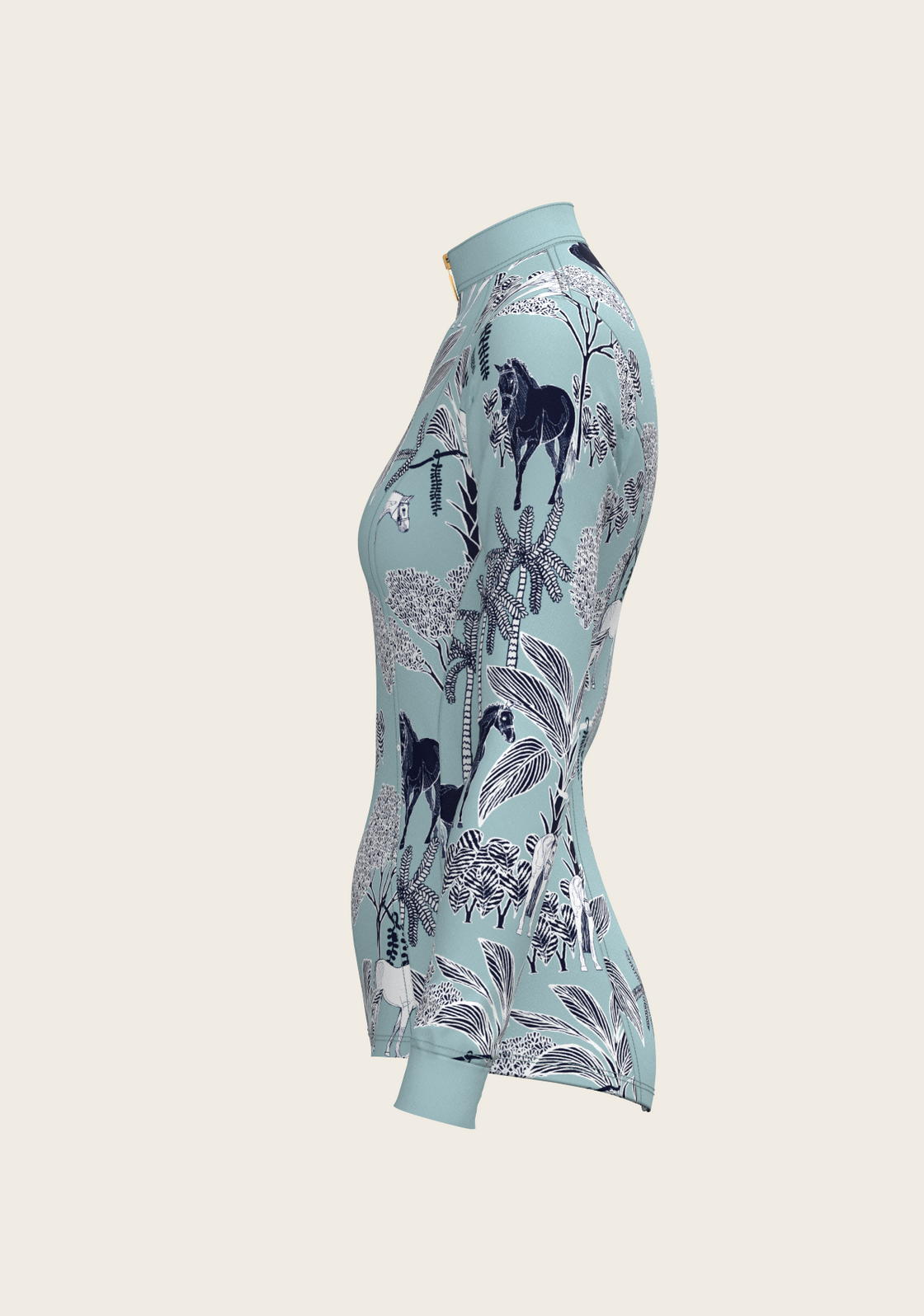 PRE ORDER • Island Horses on Sky Blue Quarter Zip Sun Shirt