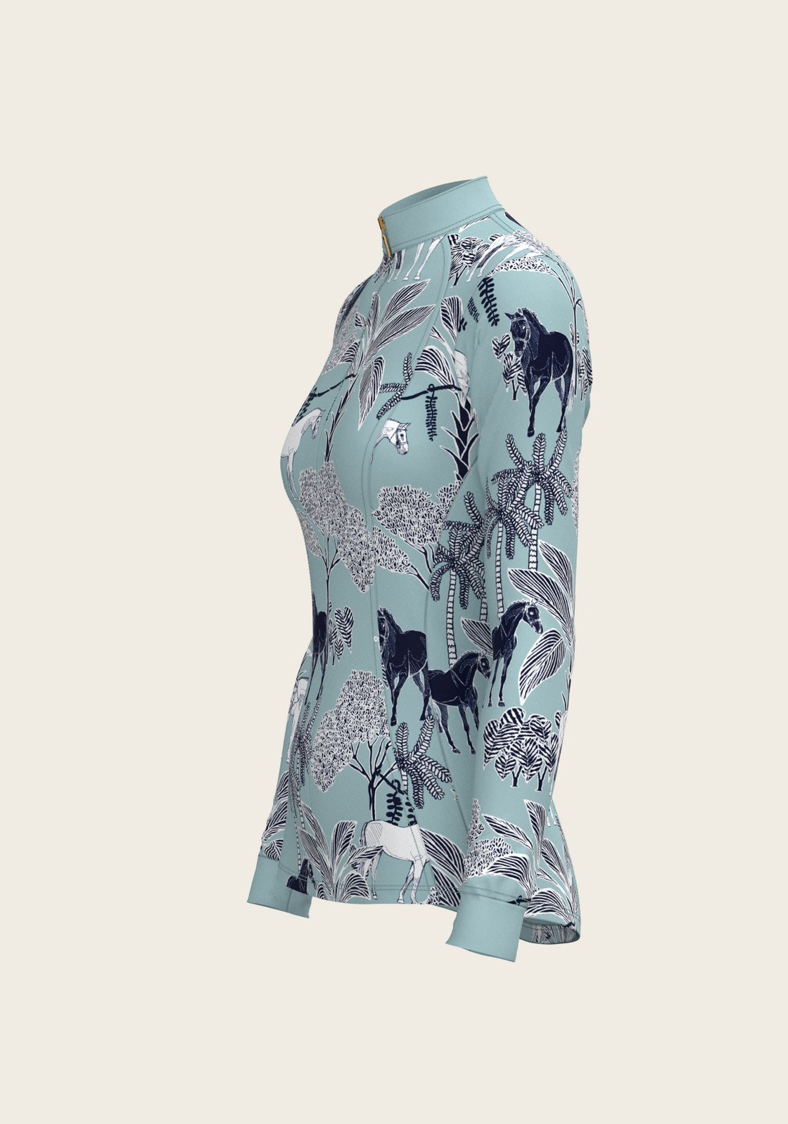 PRE ORDER • Island Horses on Sky Blue Quarter Zip Sun Shirt
