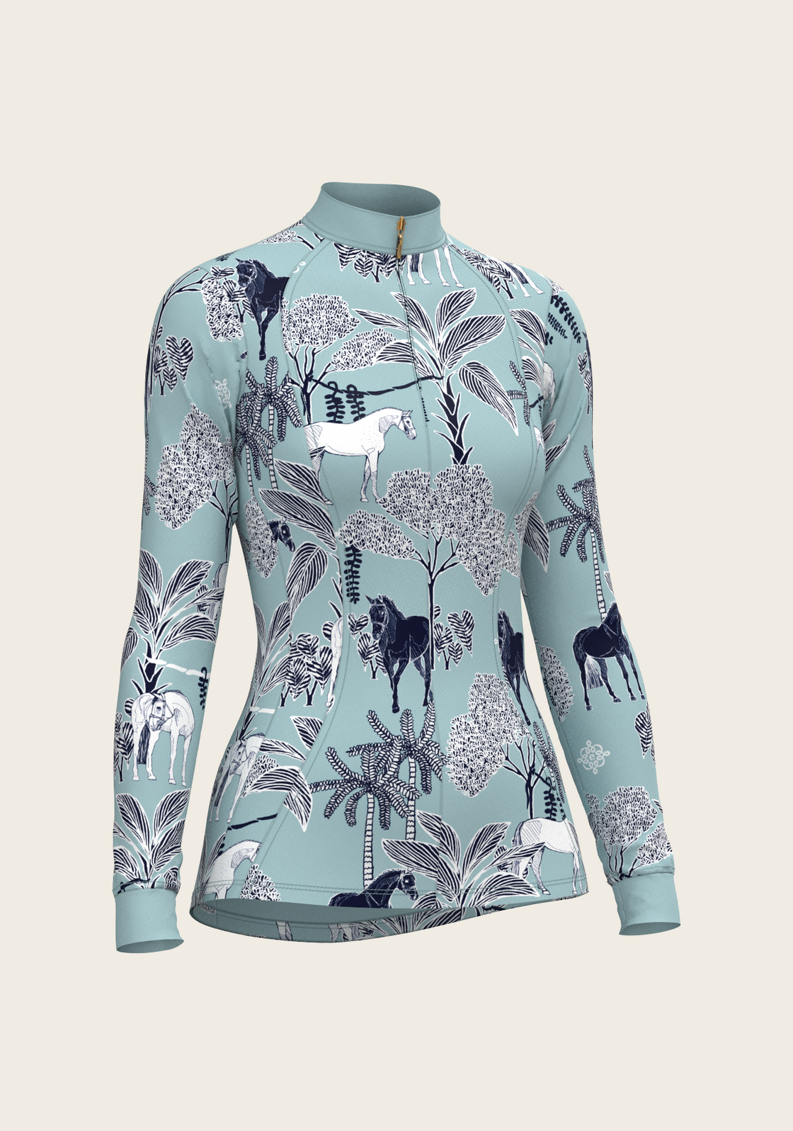 PRE ORDER • Island Horses on Sky Blue Quarter Zip Sun Shirt