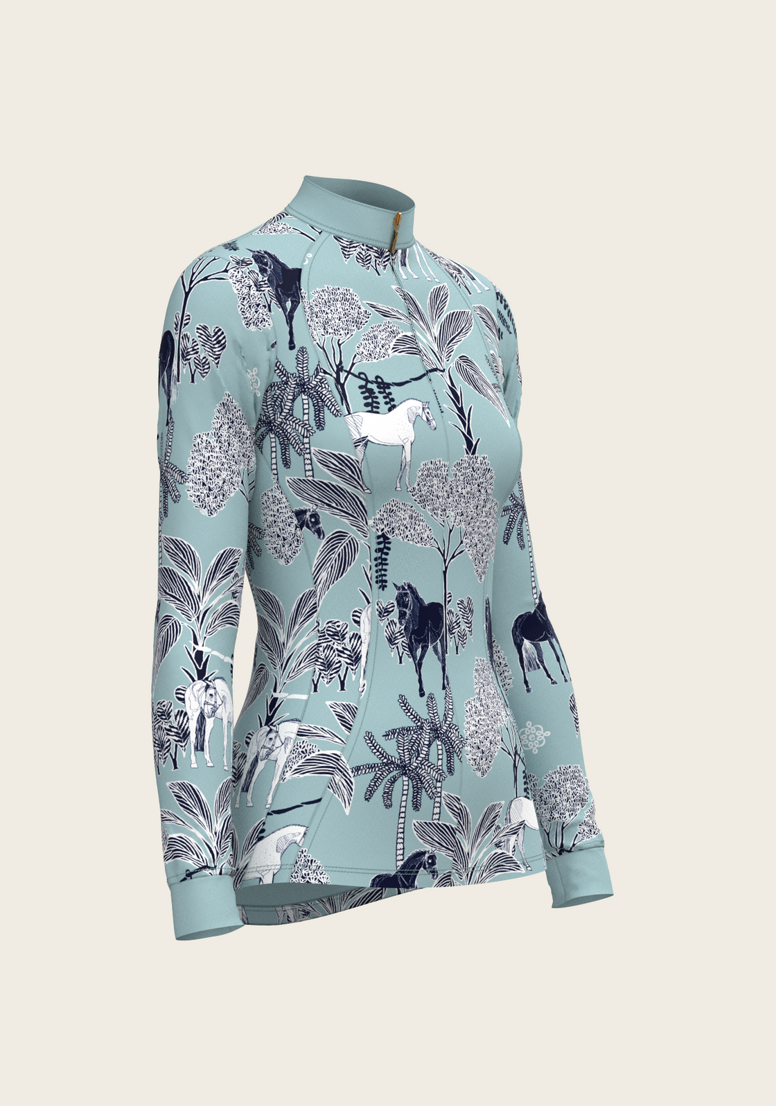 PRE ORDER • Island Horses on Sky Blue Quarter Zip Sun Shirt