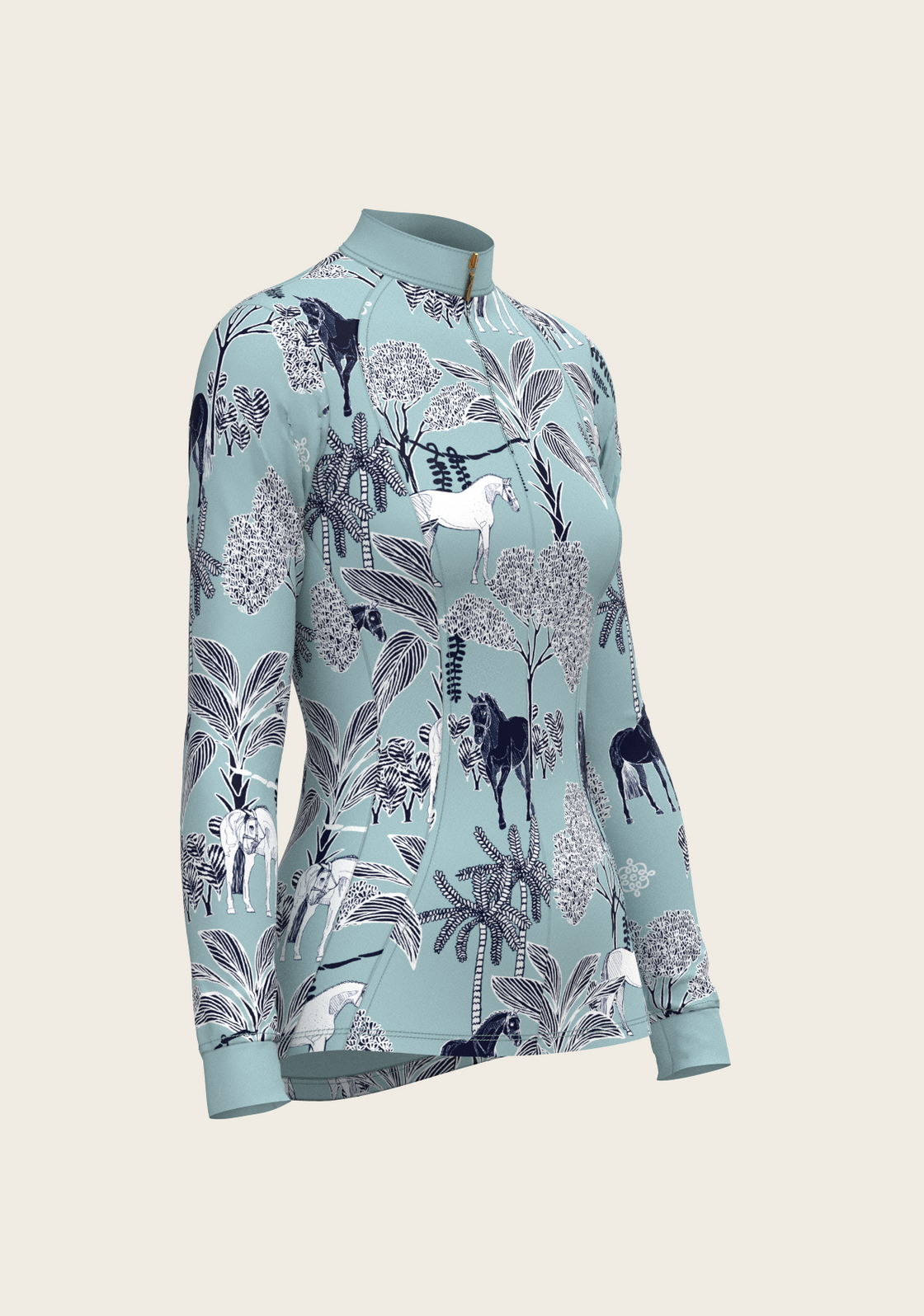  Island Horses on Sky Blue Quarter Zip Sun Shirt