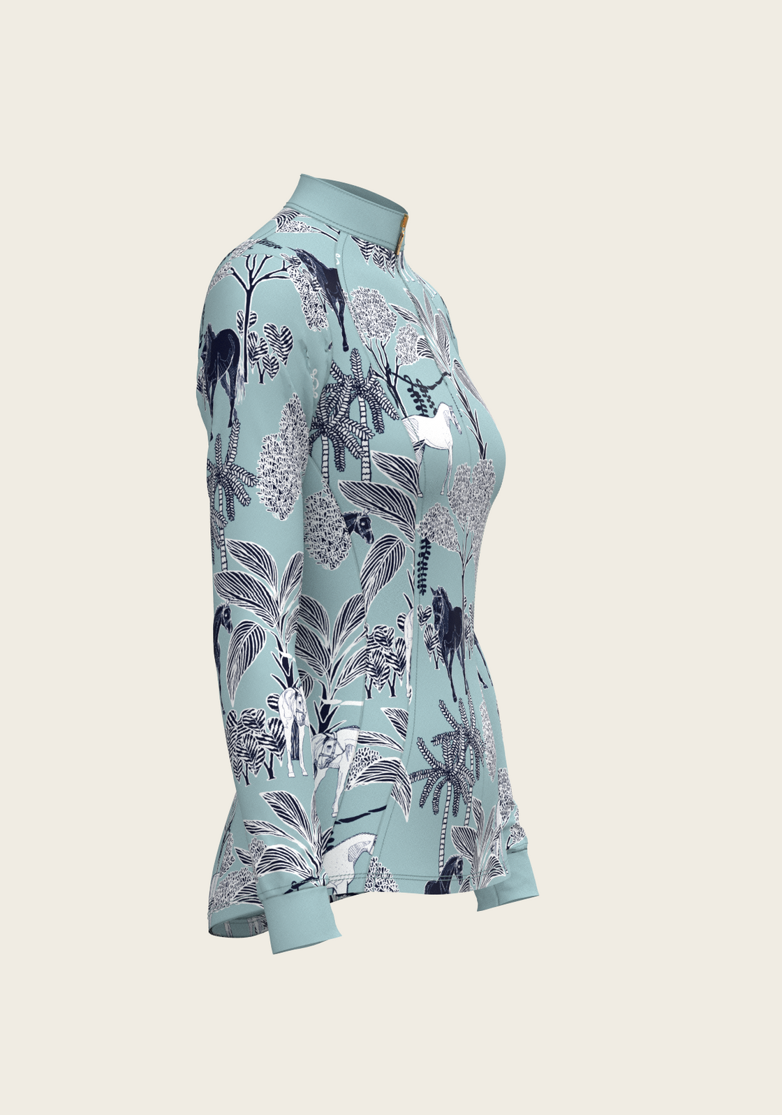 PRE ORDER • Island Horses on Sky Blue Quarter Zip Sun Shirt