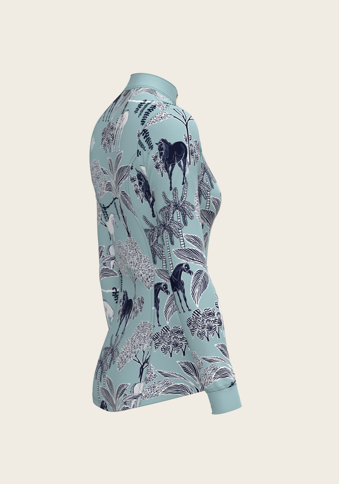 PRE ORDER • Island Horses on Sky Blue Quarter Zip Sun Shirt